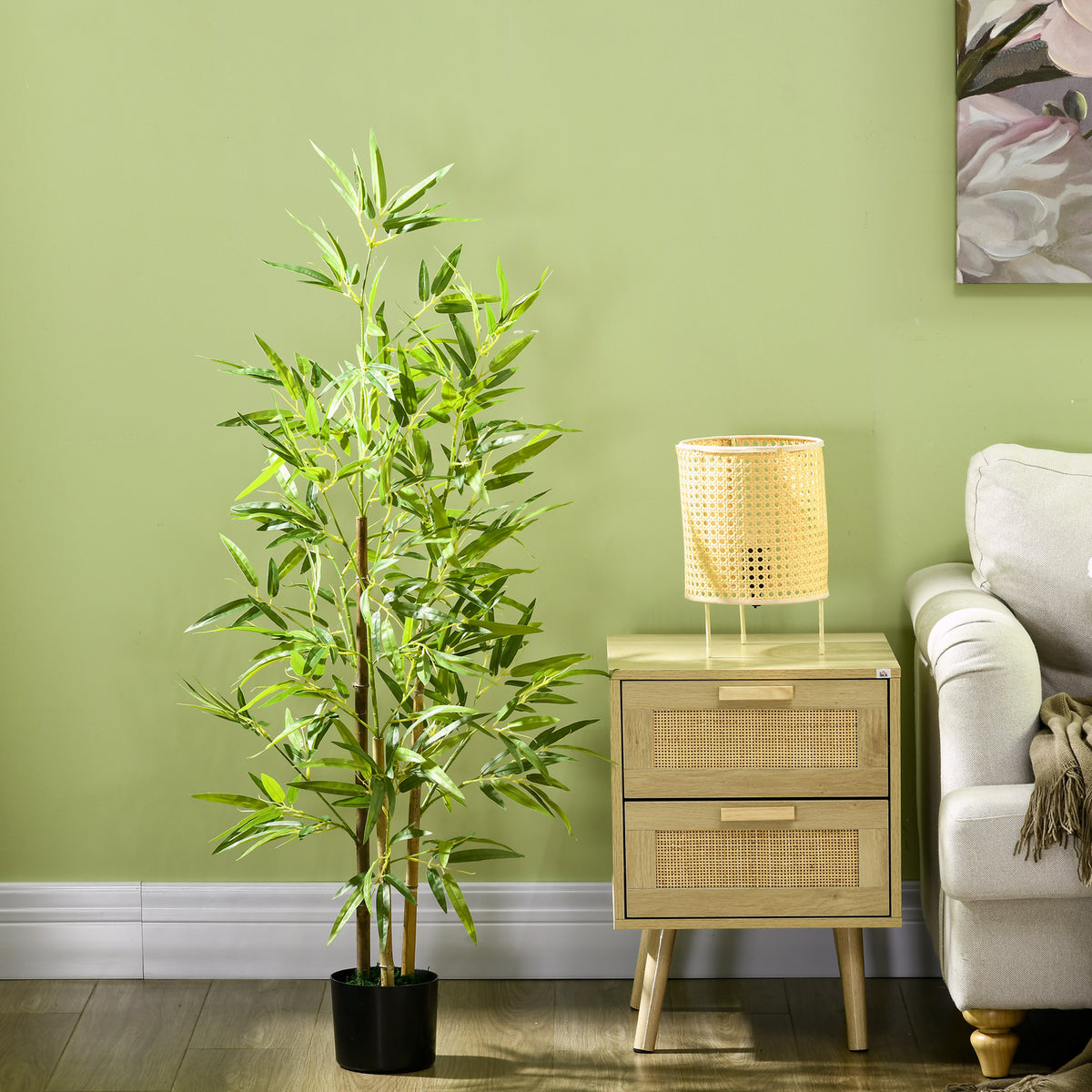 4ft Artificial Tree, Indoor Fake Bamboo with Pot, for Home Office Living Room Decor-Artificial Trees-DECOROLALA