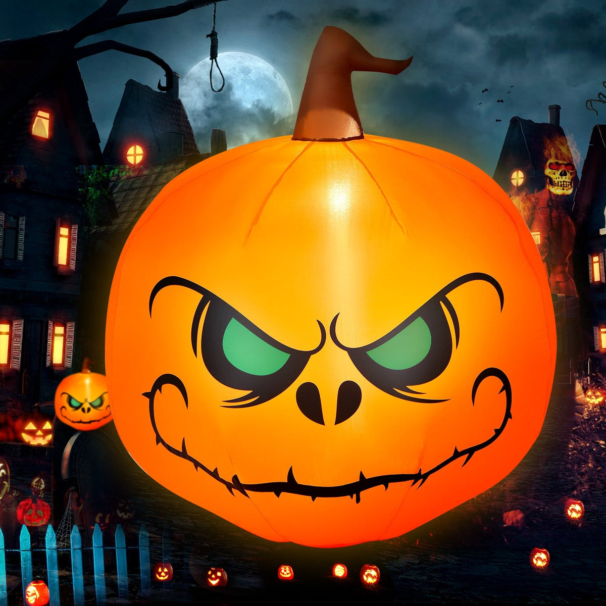 4ft Halloween Inflatable Pumpkin with LED Lights - Orange Polyester-Halloween-DECOROLALA