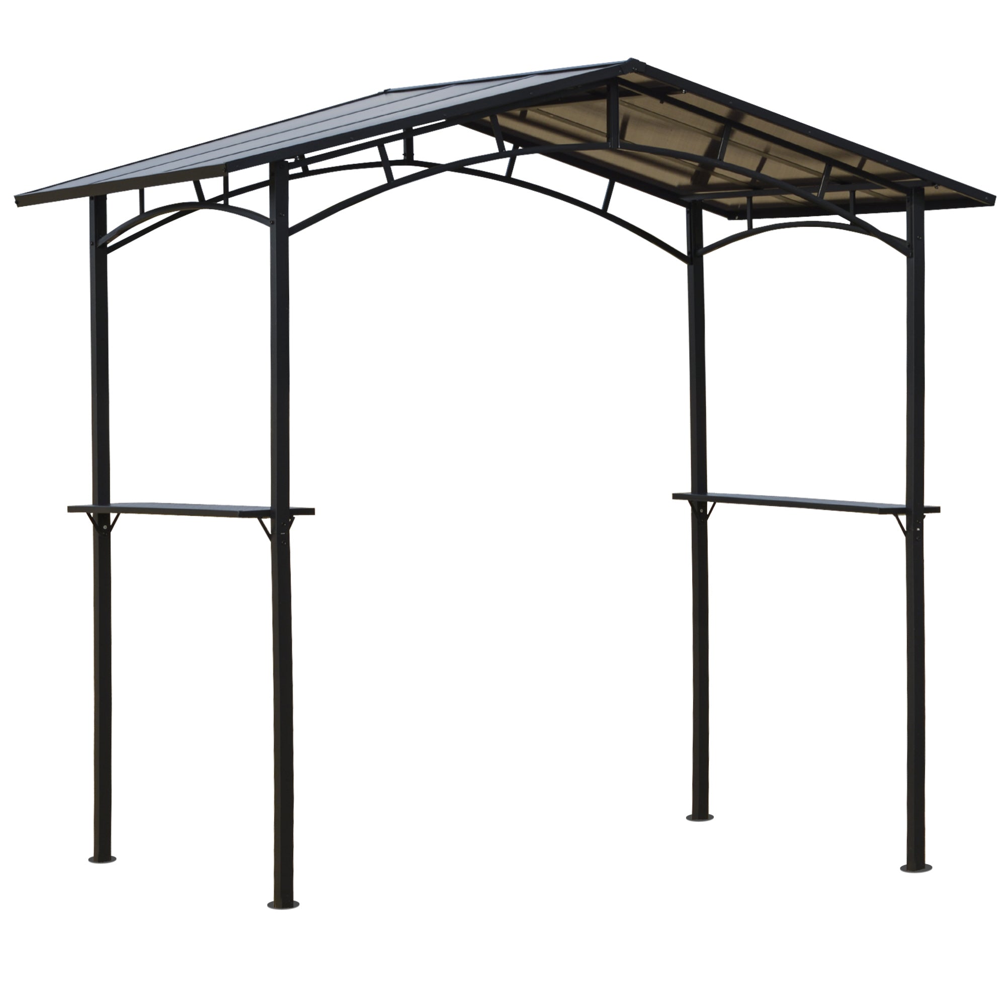 8' x 5' Hardtop Grill Gazebo - Aluminum BBQ Canopy with Shelves