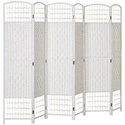 6 Panel Folding Room Divider, Portable Privacy Screen, Wave Fiber Room Partition for Home Office, White