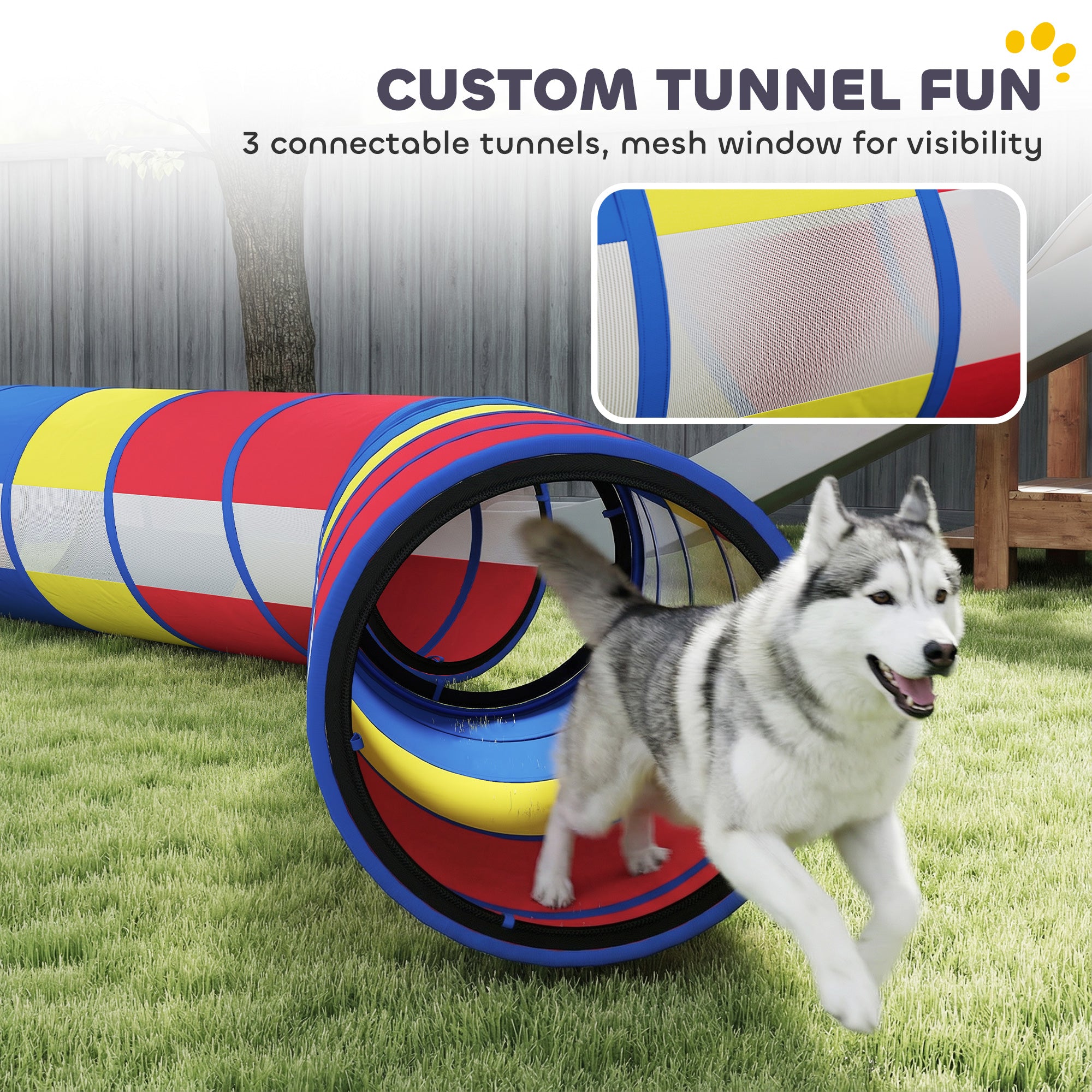 Dog Agility Training Equipment, 11-Piece Dog Obstacle Course with Adjustable Hurdle & Ring, 3 Tunnels, Weave Poles