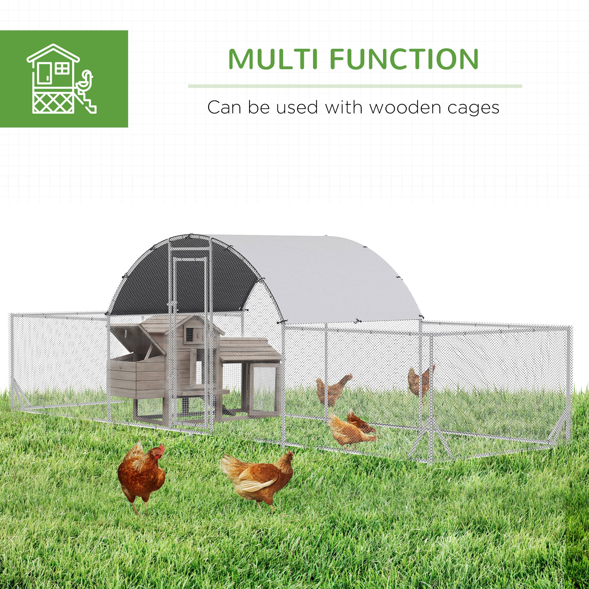 21.7' x 6.2' Metal Chicken Run with Waterproof and Anti-UV Cover