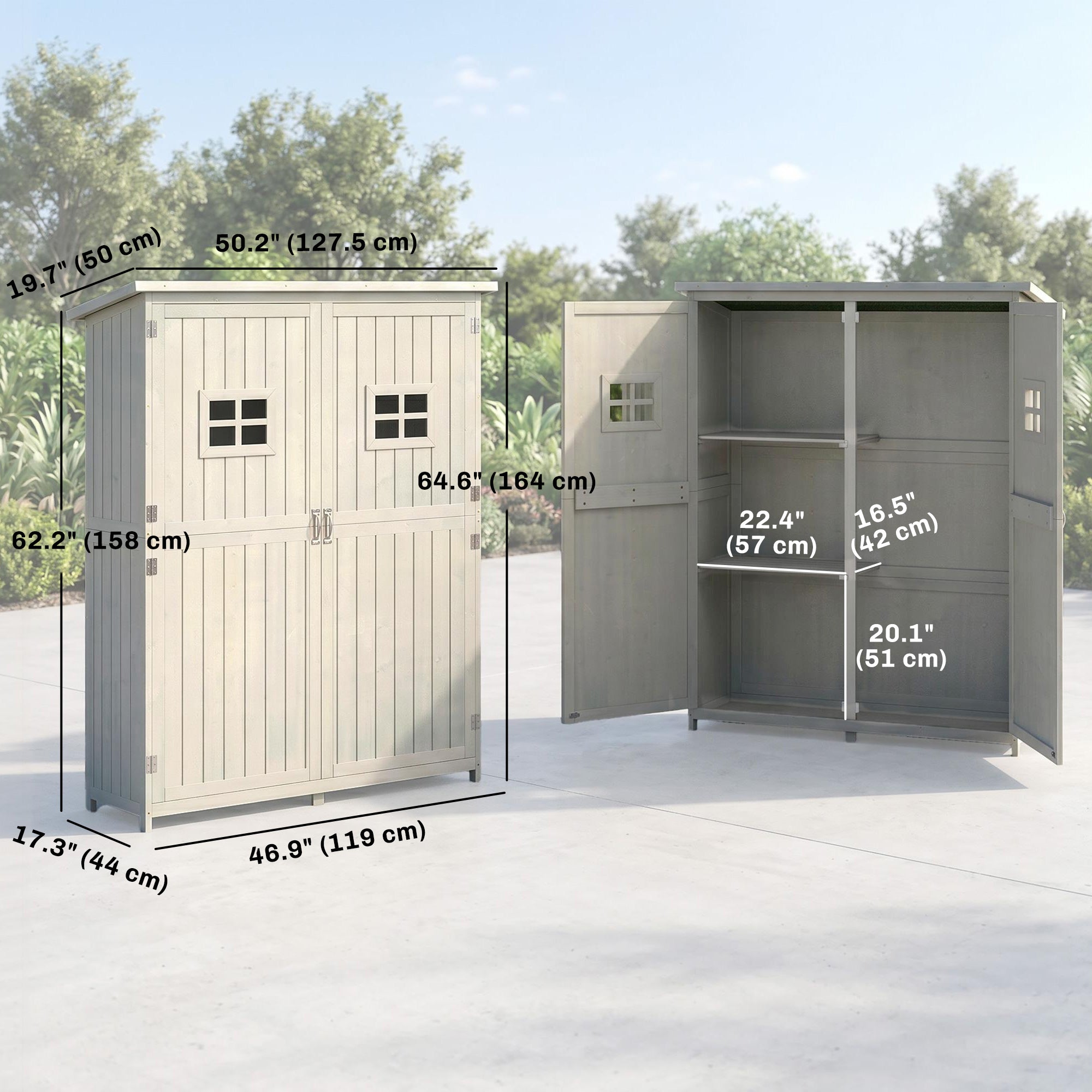 4x1.5ft Wooden Garden Shed - Grey Fir Wood Storage Cabinet-Patio & Garden > Lawn & Garden > Sheds > Outdoor Storage Cabinet-DECOROLALA