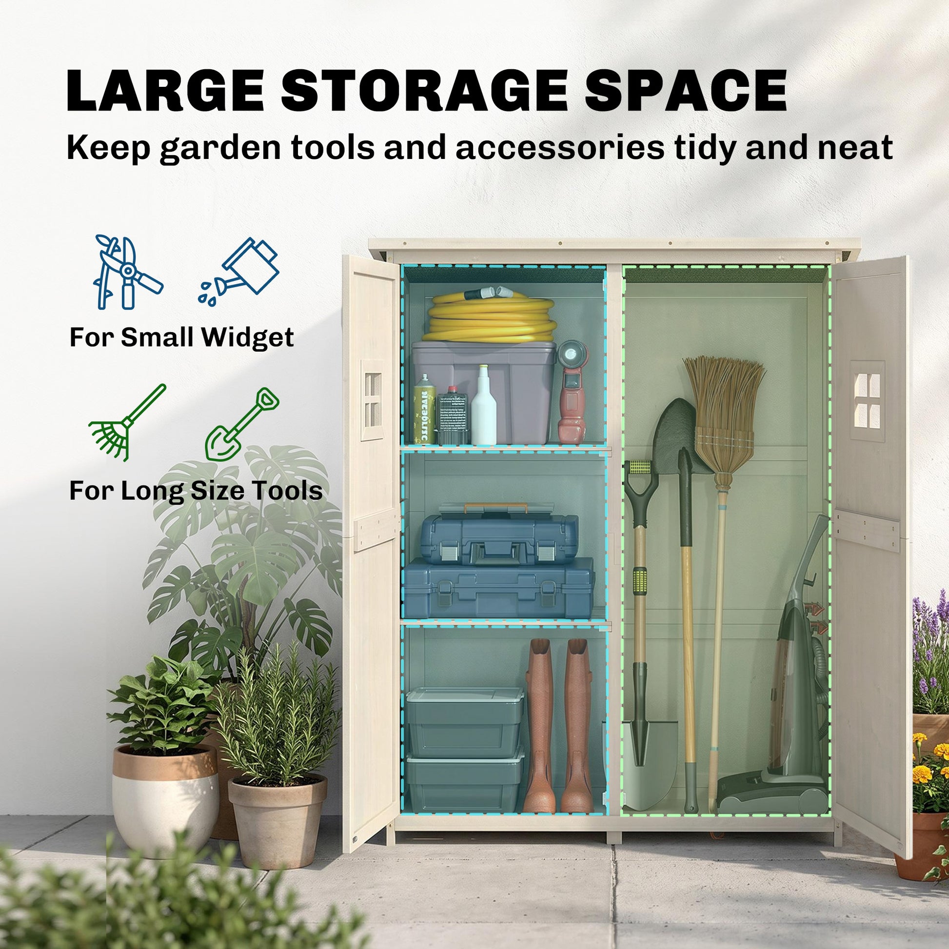 4x1.5ft Wooden Garden Shed - Grey Fir Wood Storage Cabinet-Patio & Garden > Lawn & Garden > Sheds > Outdoor Storage Cabinet-DECOROLALA