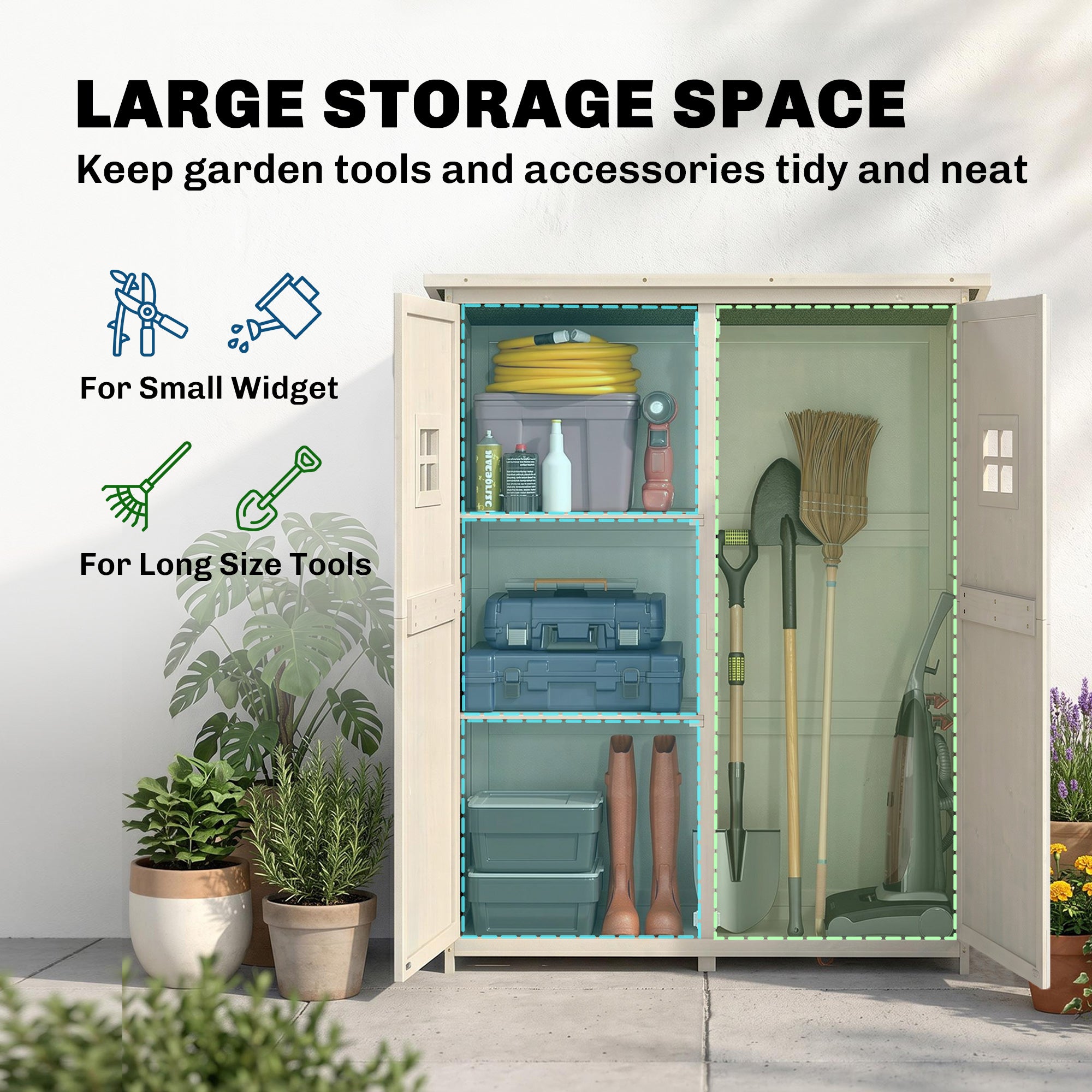 4x1.5ft Wooden Garden Shed - Grey Fir Wood Storage Cabinet-Patio & Garden > Lawn & Garden > Sheds > Outdoor Storage Cabinet-DECOROLALA