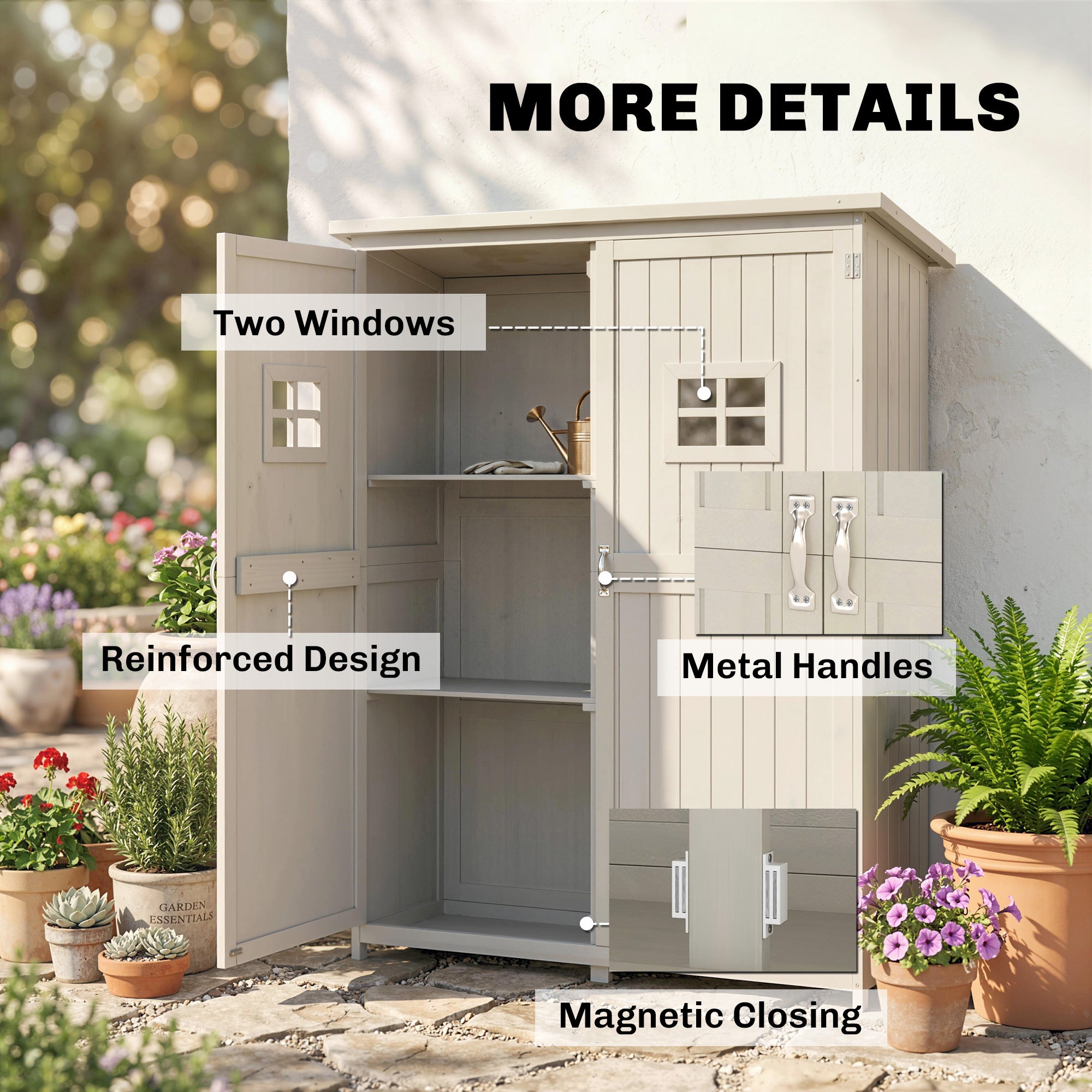 4x1.5ft Wooden Garden Shed - Grey Fir Wood Storage Cabinet-Patio & Garden > Lawn & Garden > Sheds > Outdoor Storage Cabinet-DECOROLALA