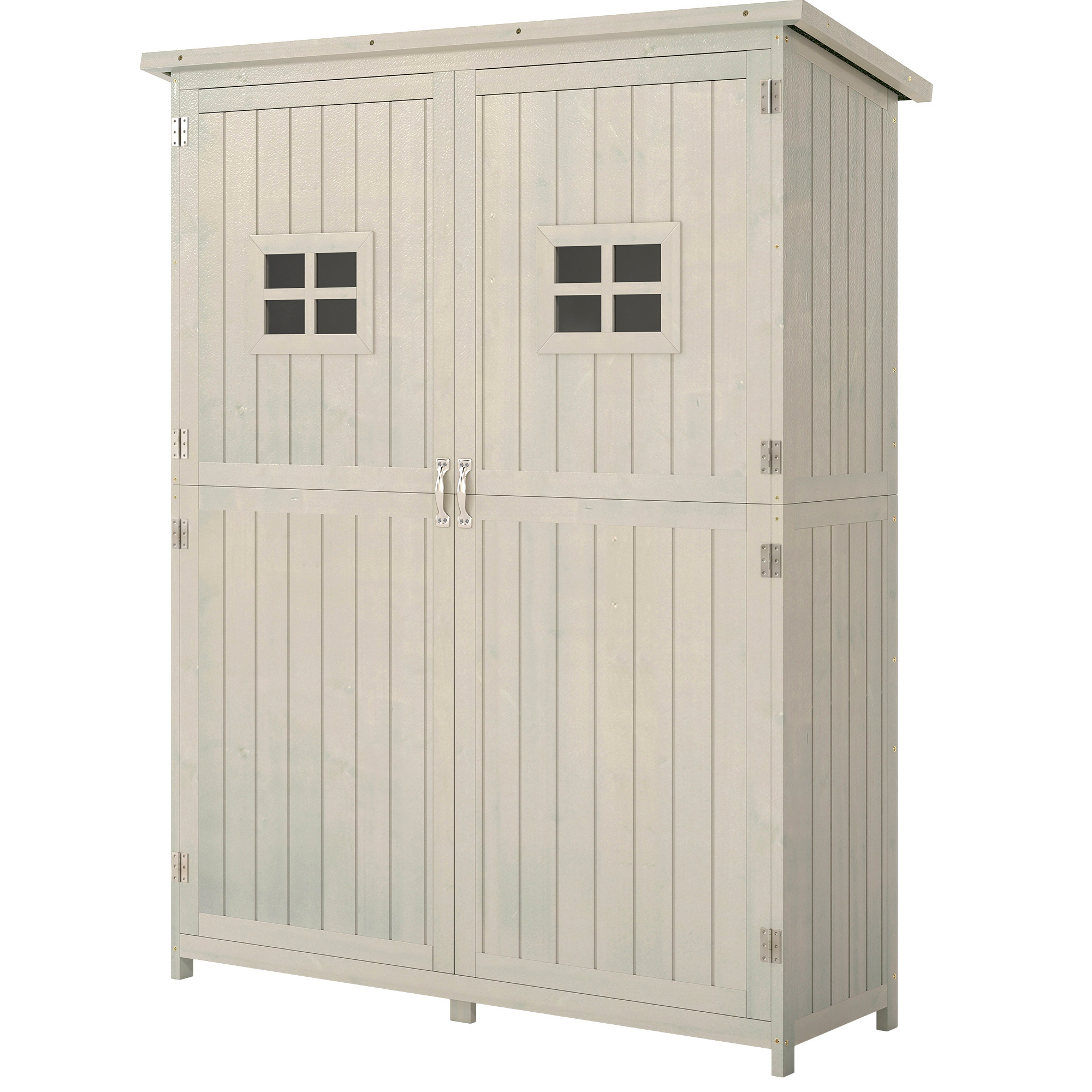 4x1.5ft Wooden Garden Shed - Grey Fir Wood Storage Cabinet-Patio & Garden > Lawn & Garden > Sheds > Outdoor Storage Cabinet-DECOROLALA