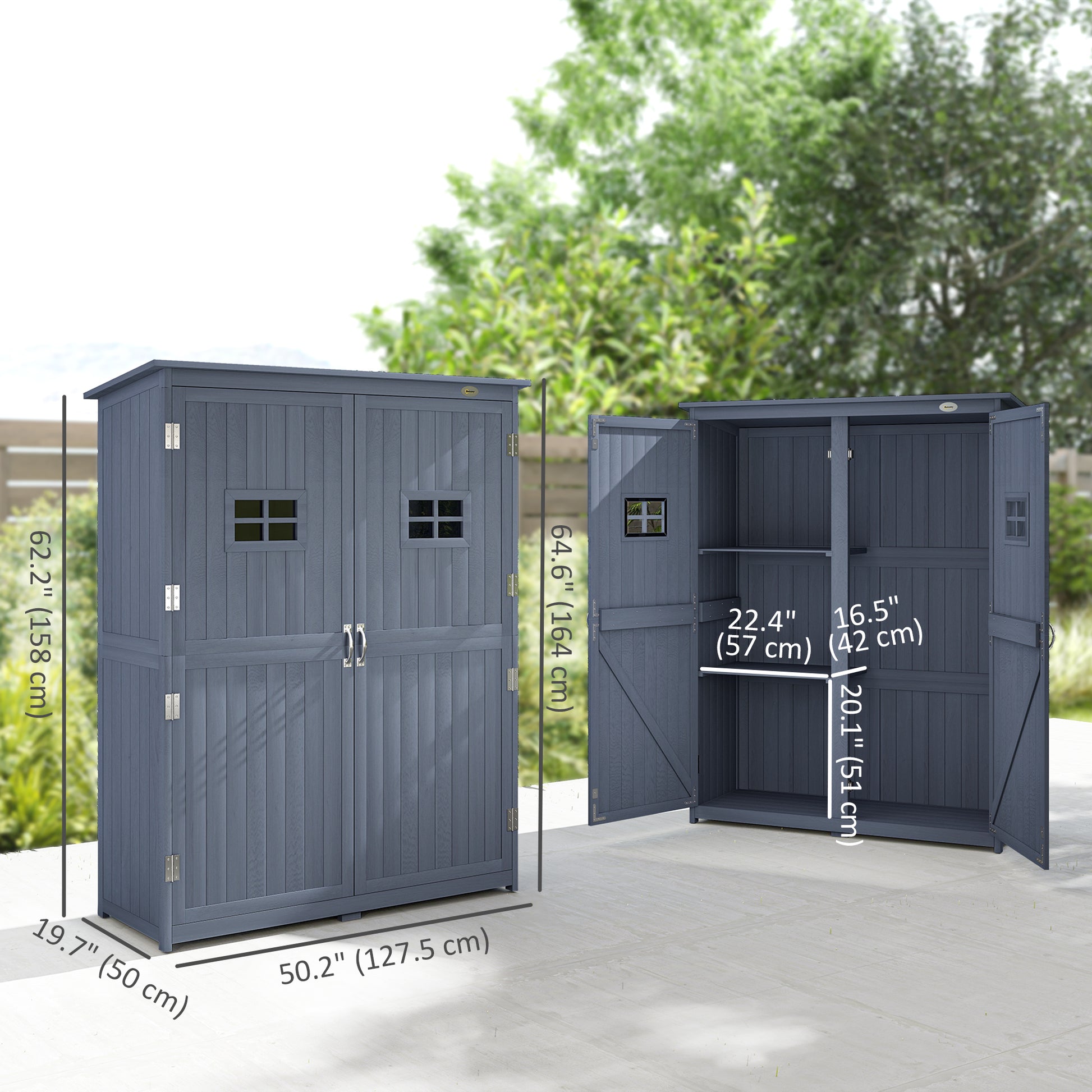 4x1.5ft Wooden Garden Storage Shed - Dark Grey Fir Wood-Patio & Garden > Lawn & Garden > Sheds > Outdoor Storage Cabinet-DECOROLALA