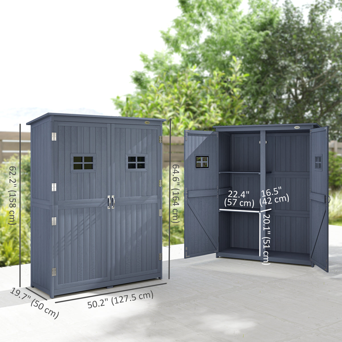4x1.5ft Wooden Garden Storage Shed - Dark Grey Fir Wood-Patio & Garden > Lawn & Garden > Sheds > Outdoor Storage Cabinet-DECOROLALA