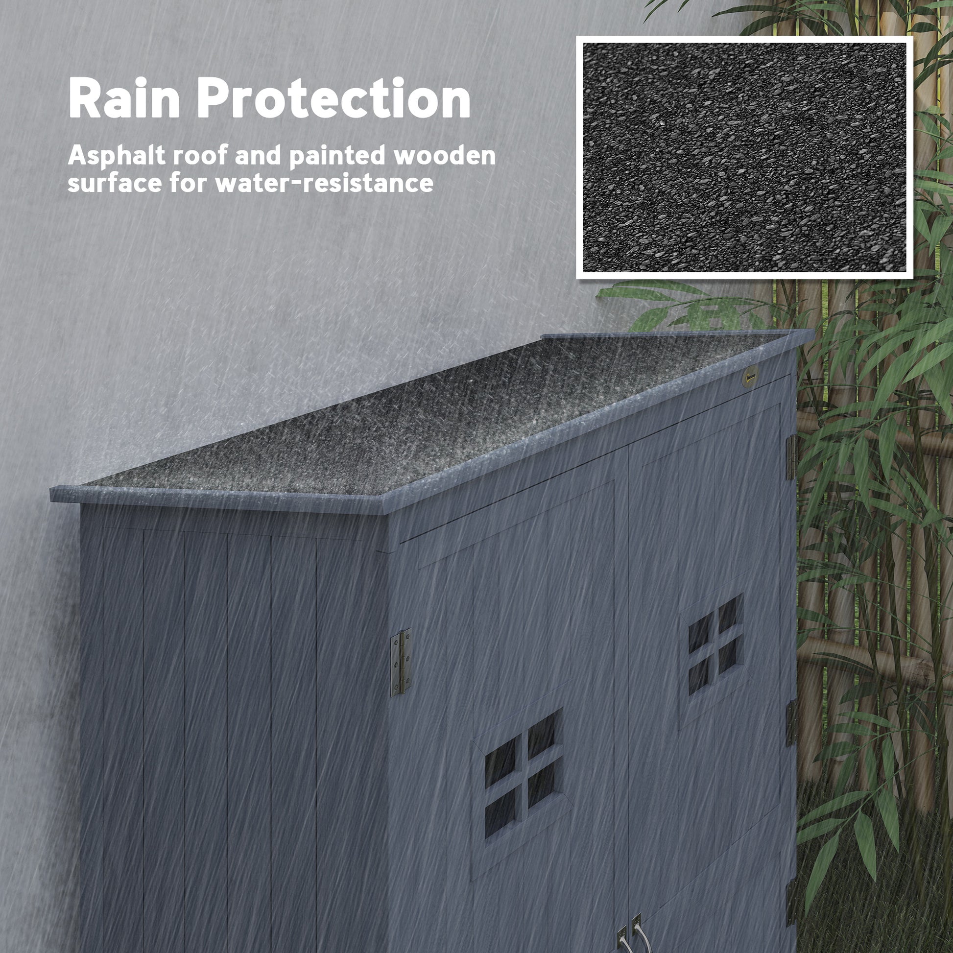 4x1.5ft Wooden Garden Storage Shed - Dark Grey Fir Wood-Patio & Garden > Lawn & Garden > Sheds > Outdoor Storage Cabinet-DECOROLALA
