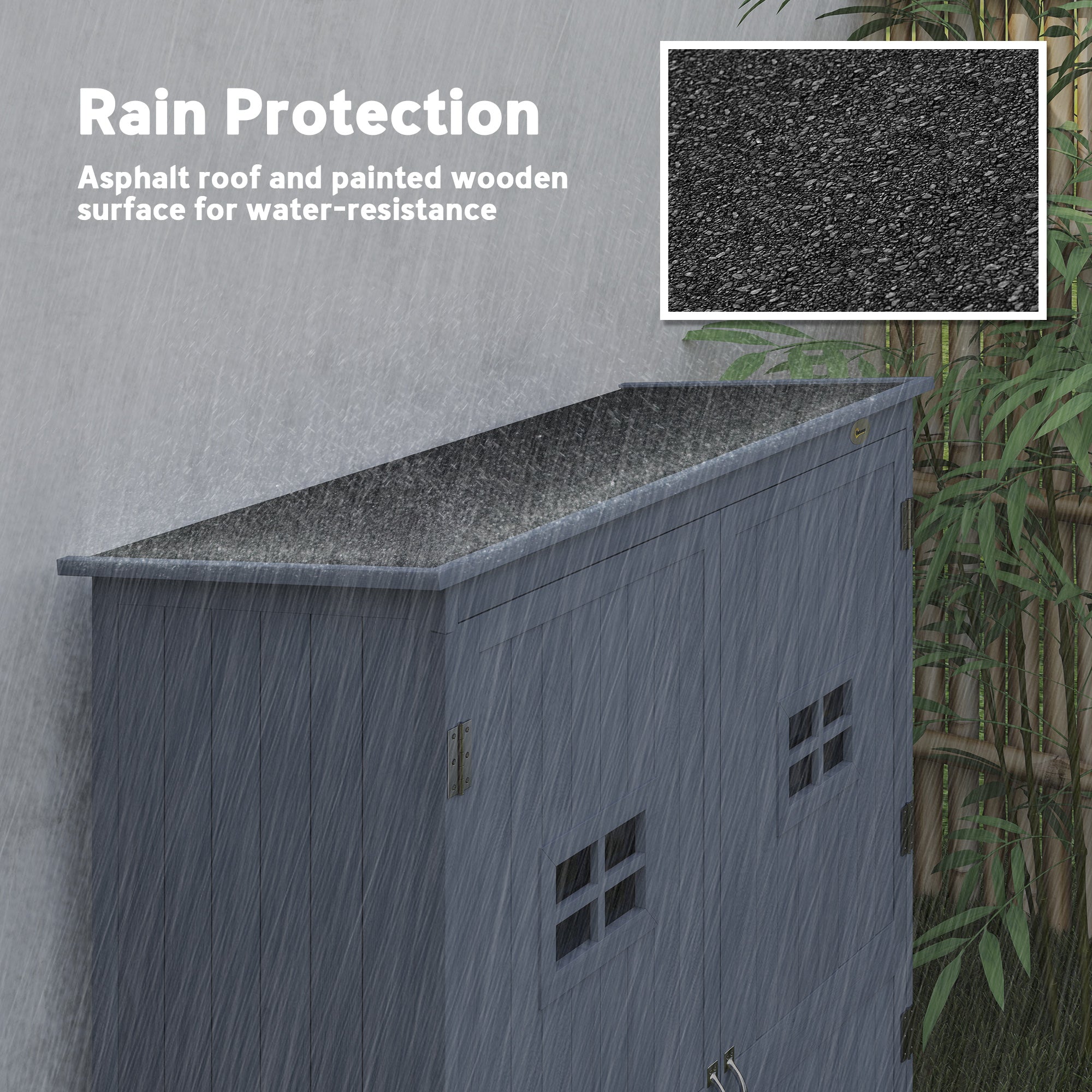 4x1.5ft Wooden Garden Storage Shed - Dark Grey Fir Wood-Patio & Garden > Lawn & Garden > Sheds > Outdoor Storage Cabinet-DECOROLALA