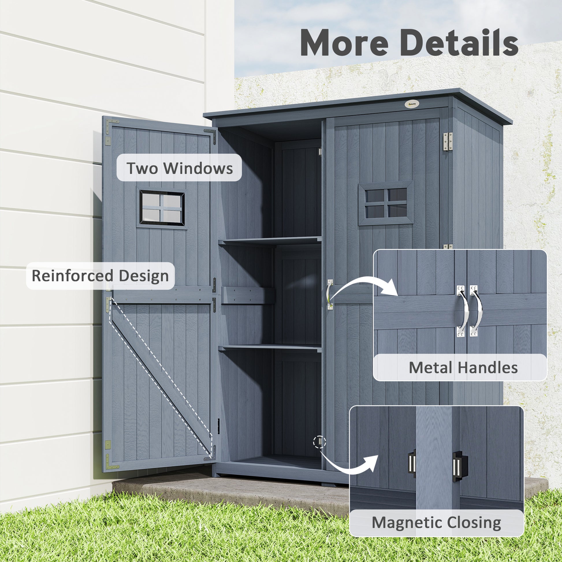 4x1.5ft Wooden Garden Storage Shed - Dark Grey Fir Wood-Patio & Garden > Lawn & Garden > Sheds > Outdoor Storage Cabinet-DECOROLALA