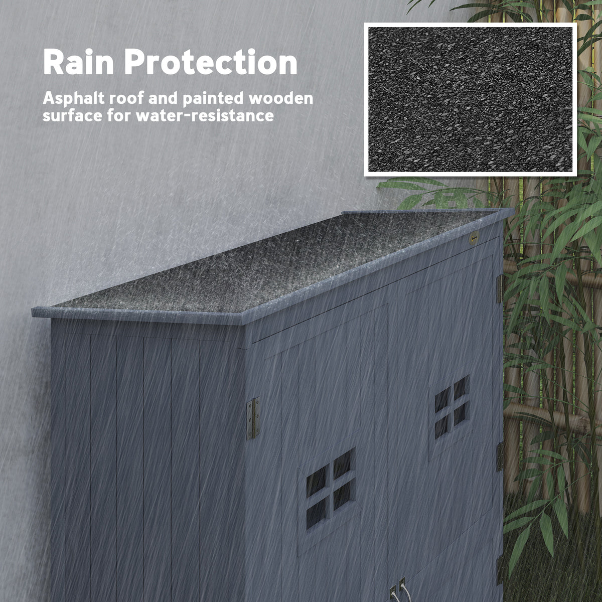 4x1.5ft Wooden Garden Storage Shed - Dark Grey Fir Wood-Patio & Garden > Lawn & Garden > Sheds > Outdoor Storage Cabinet-DECOROLALA