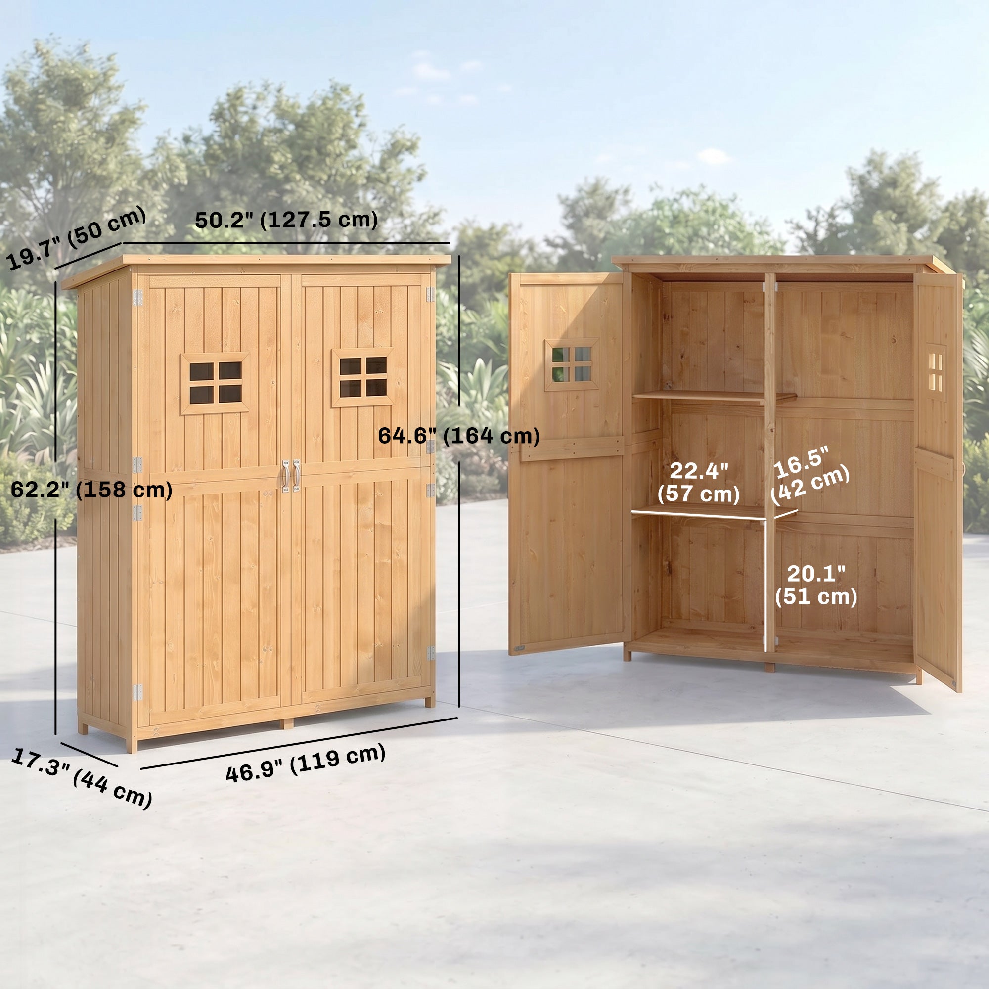 4x1.5ft Wooden Garden Storage Shed - Nature Wood-Patio & Garden > Lawn & Garden > Sheds > Outdoor Storage Cabinet-DECOROLALA