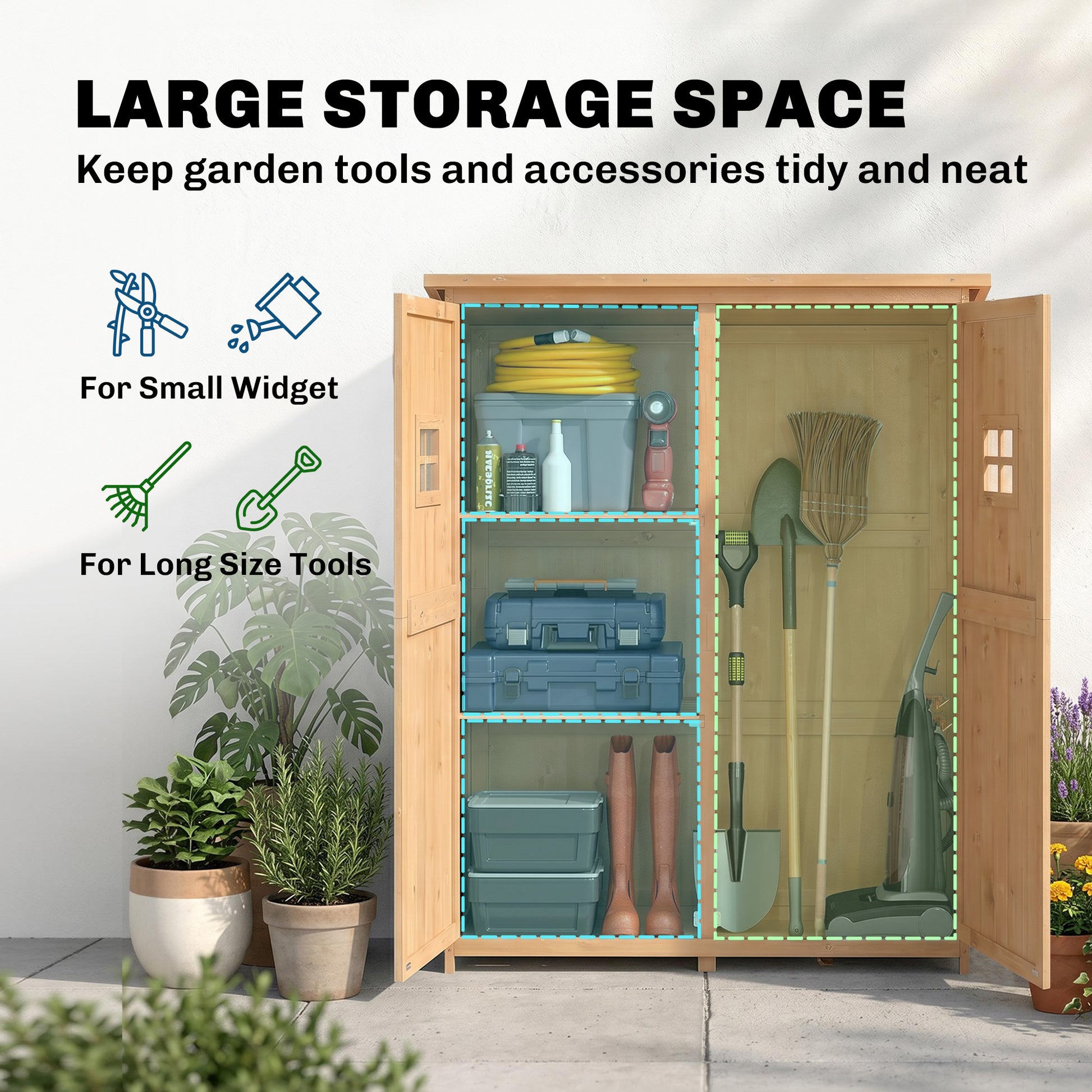 4x1.5ft Wooden Garden Storage Shed - Nature Wood-Patio & Garden > Lawn & Garden > Sheds > Outdoor Storage Cabinet-DECOROLALA