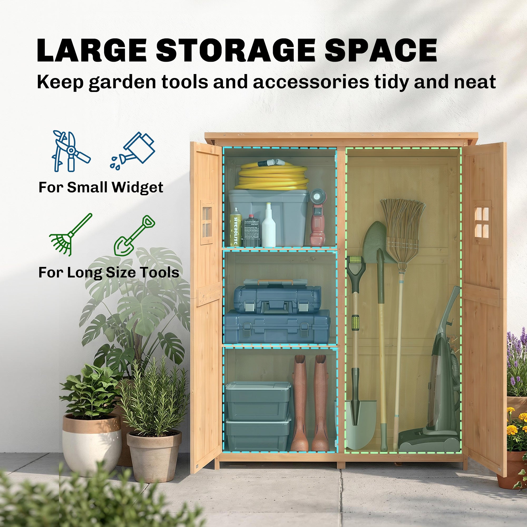 4x1.5ft Wooden Garden Storage Shed - Nature Wood-Patio & Garden > Lawn & Garden > Sheds > Outdoor Storage Cabinet-DECOROLALA