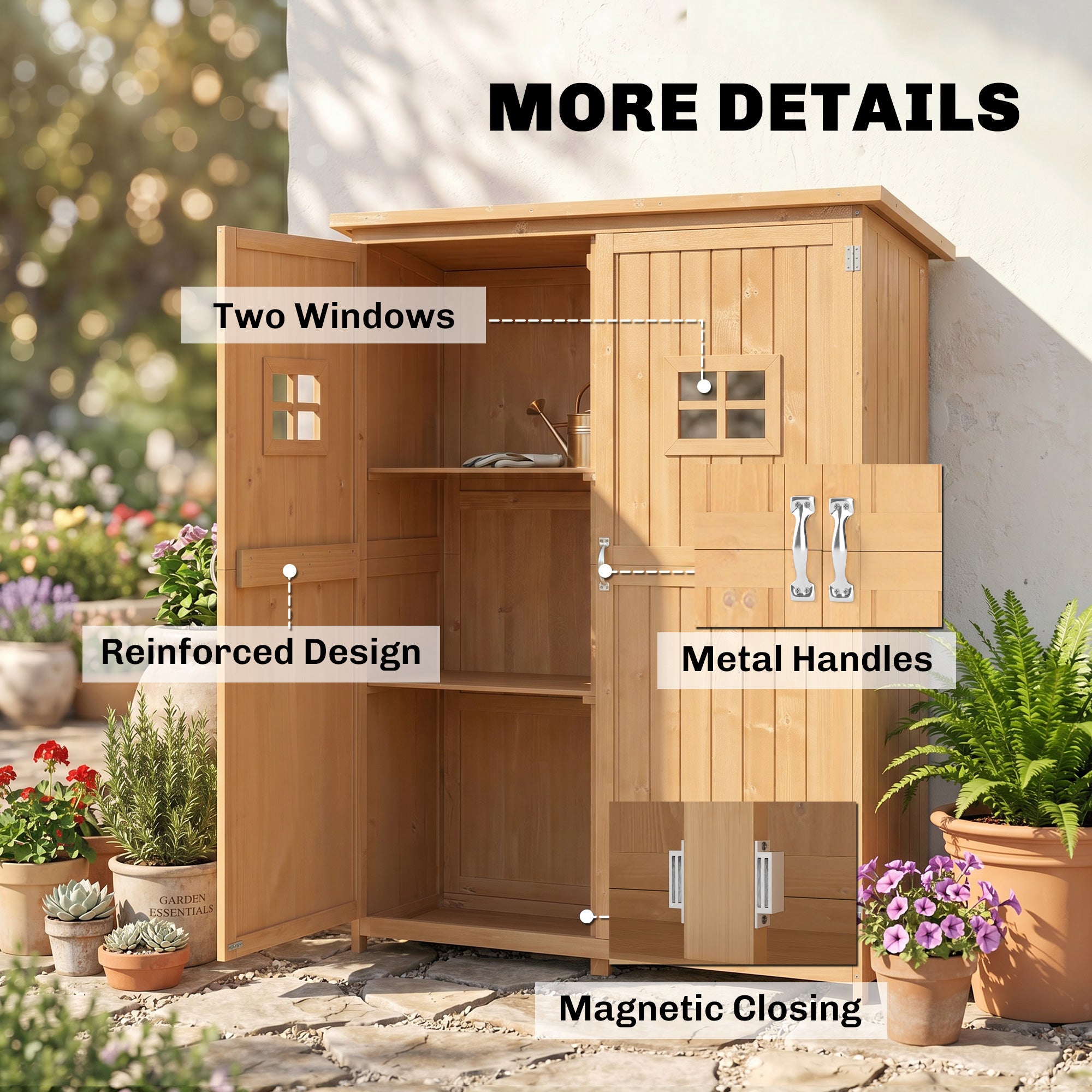4x1.5ft Wooden Garden Storage Shed - Nature Wood-Patio & Garden > Lawn & Garden > Sheds > Outdoor Storage Cabinet-DECOROLALA