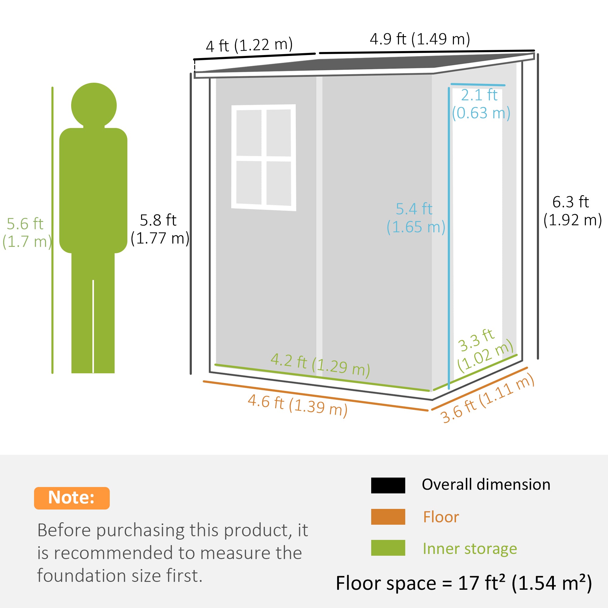 4'x5' Lean-to Garden Shed - Lockable Storage with Window Grey-Patio & Garden > Lawn & Garden > Sheds-DECOROLALA