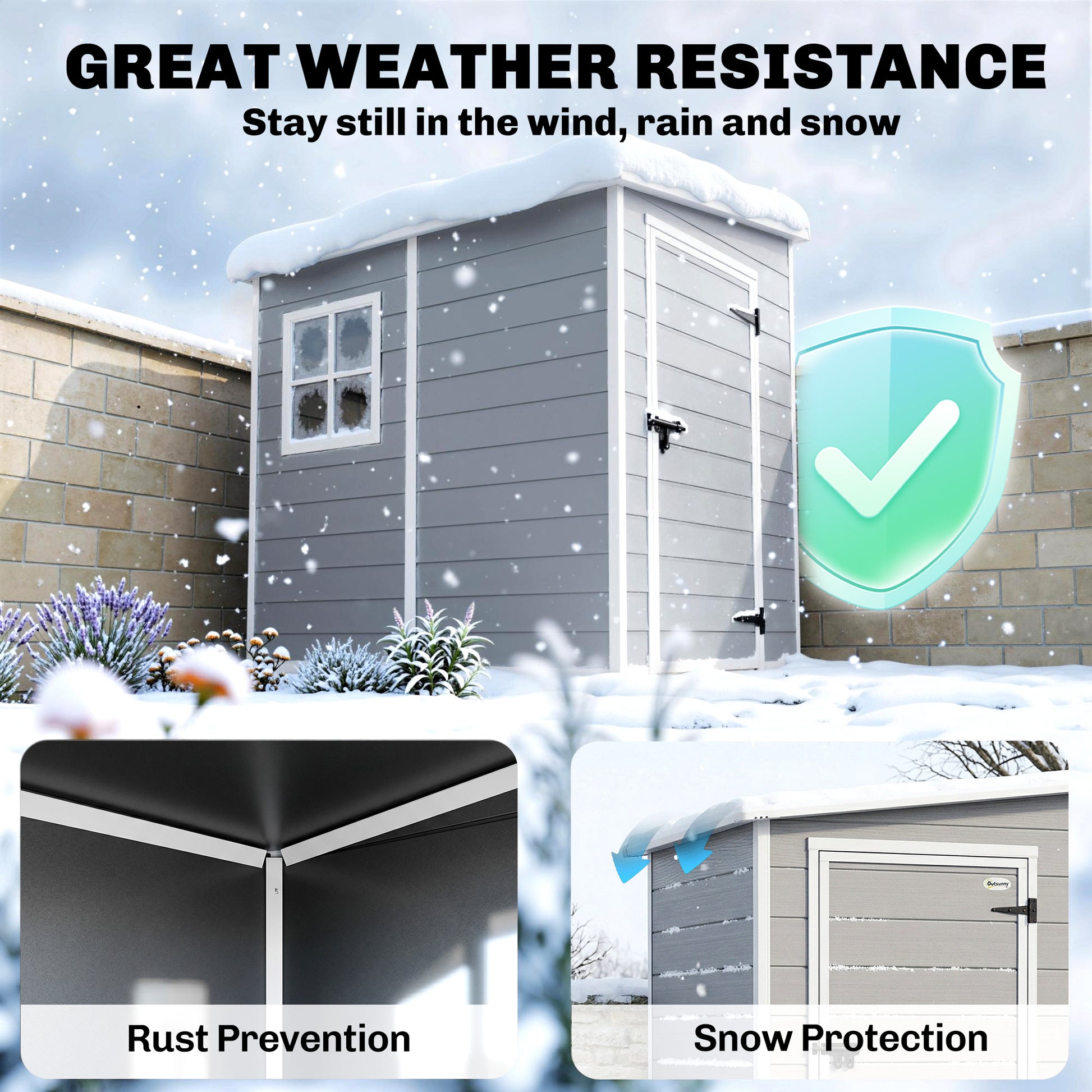 4'x5' Lean-to Garden Shed - Lockable Storage with Window Grey-Patio & Garden > Lawn & Garden > Sheds-DECOROLALA