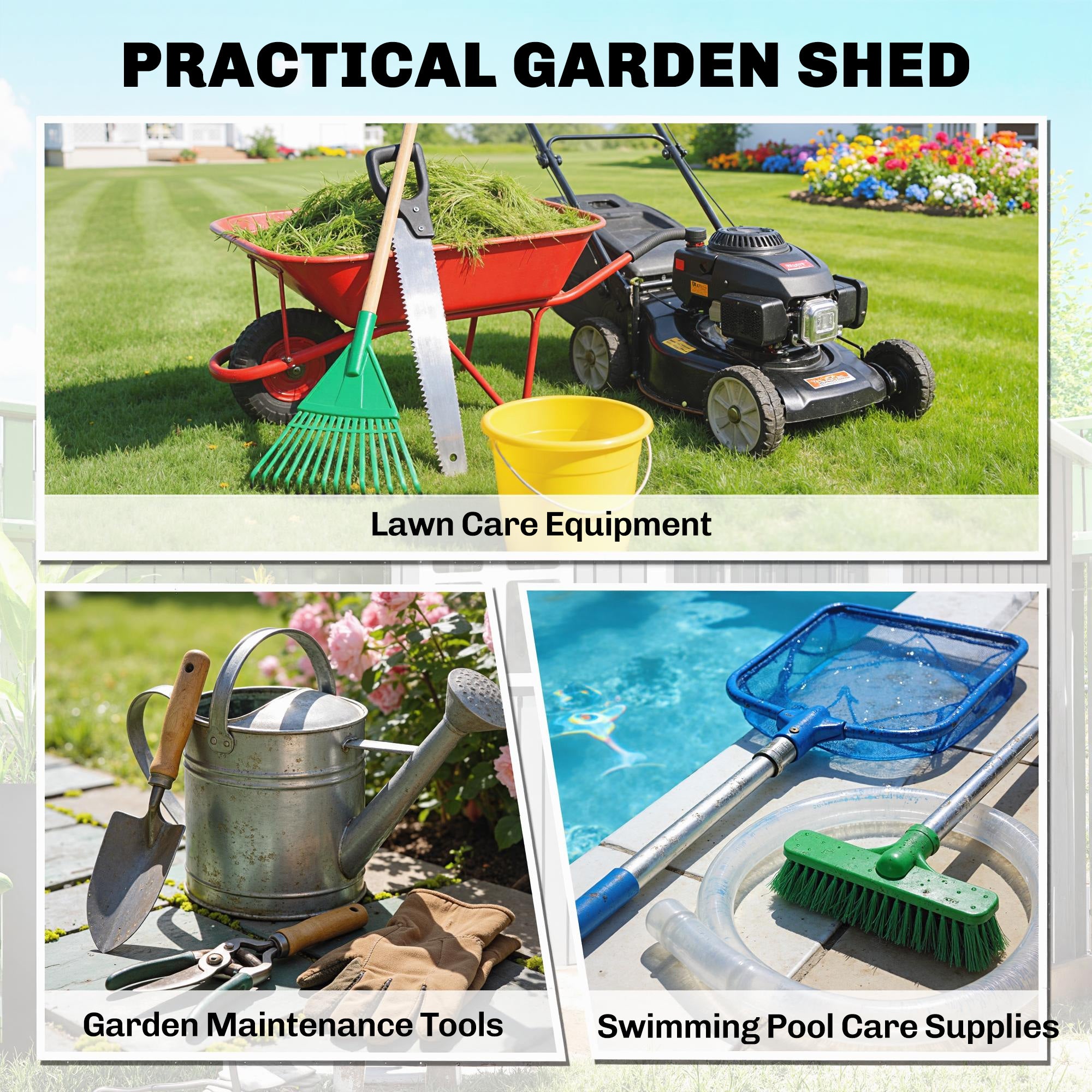4'x5' Lean-to Garden Shed - Lockable Storage with Window Grey-Patio & Garden > Lawn & Garden > Sheds-DECOROLALA