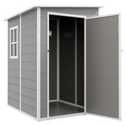 4'x5' Lean-to Garden Shed - Lockable Storage with Window Grey-Patio & Garden > Lawn & Garden > Sheds-DECOROLALA
