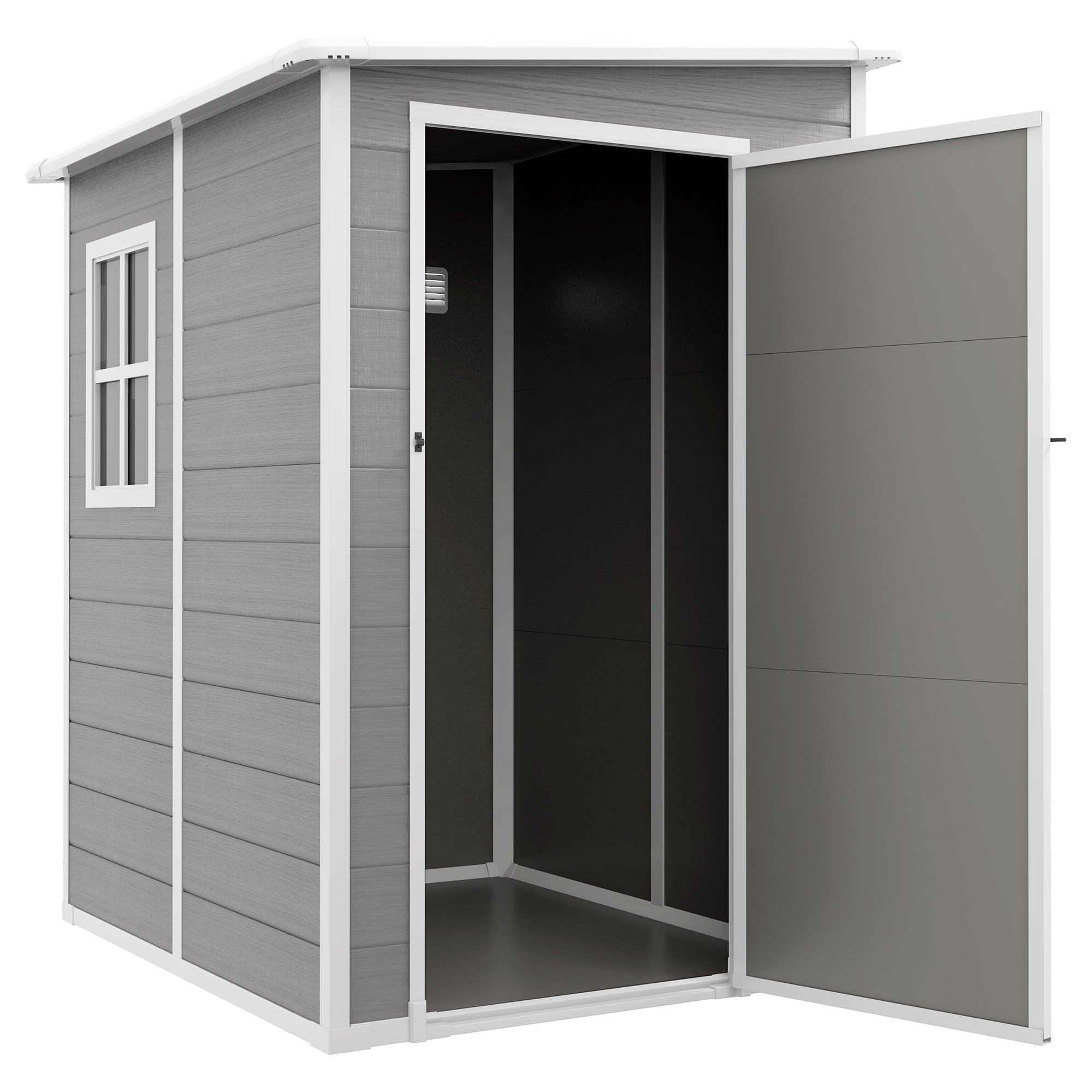 4'x5' Lean-to Garden Shed - Lockable Storage with Window Grey-Patio & Garden > Lawn & Garden > Sheds-DECOROLALA