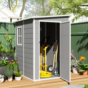 4'x5' Lean-to Garden Shed - Lockable Storage with Window Grey-Patio & Garden > Lawn & Garden > Sheds-DECOROLALA