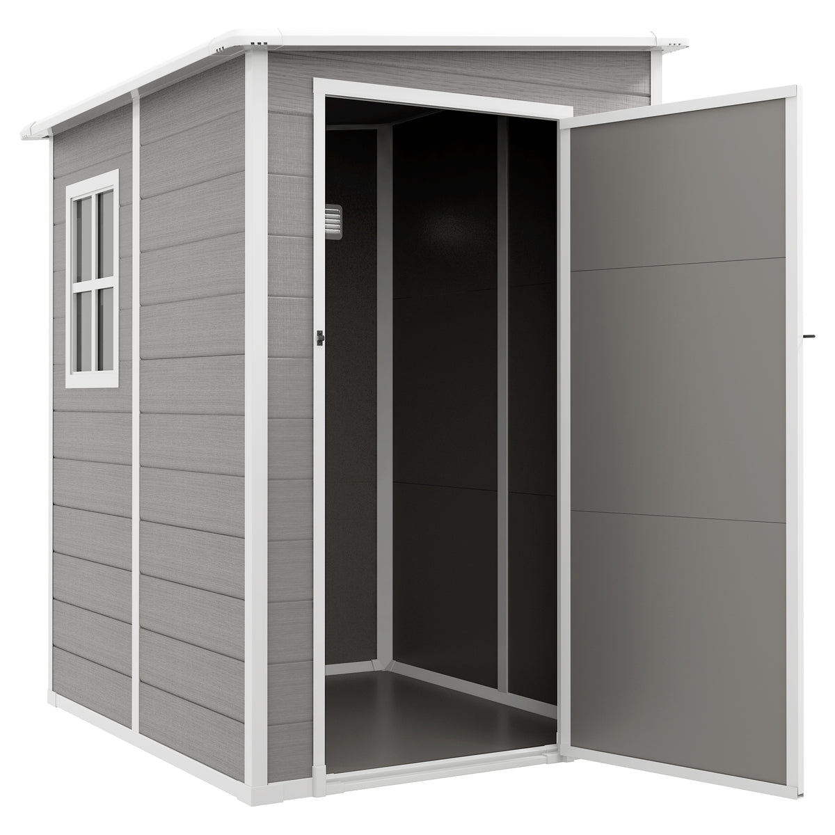 4'x5' Lean-to Garden Shed - Lockable Storage with Window Grey-Storage Sheds-DECOROLALA