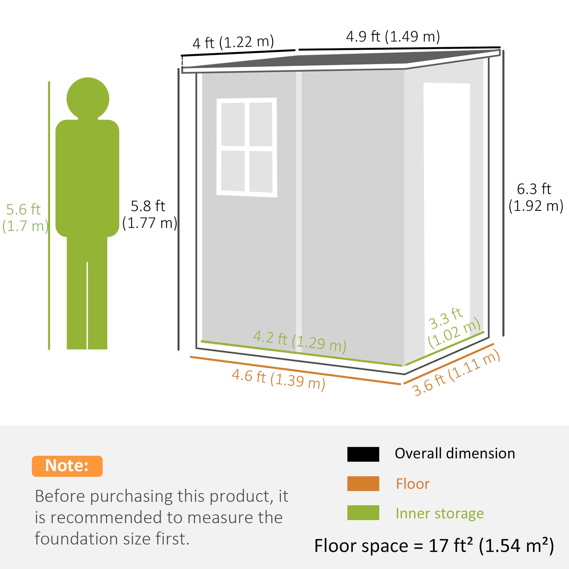 4'x5' Lean-to Garden Storage Shed with Window - Dark Grey-Patio & Garden > Lawn & Garden > Sheds-DECOROLALA