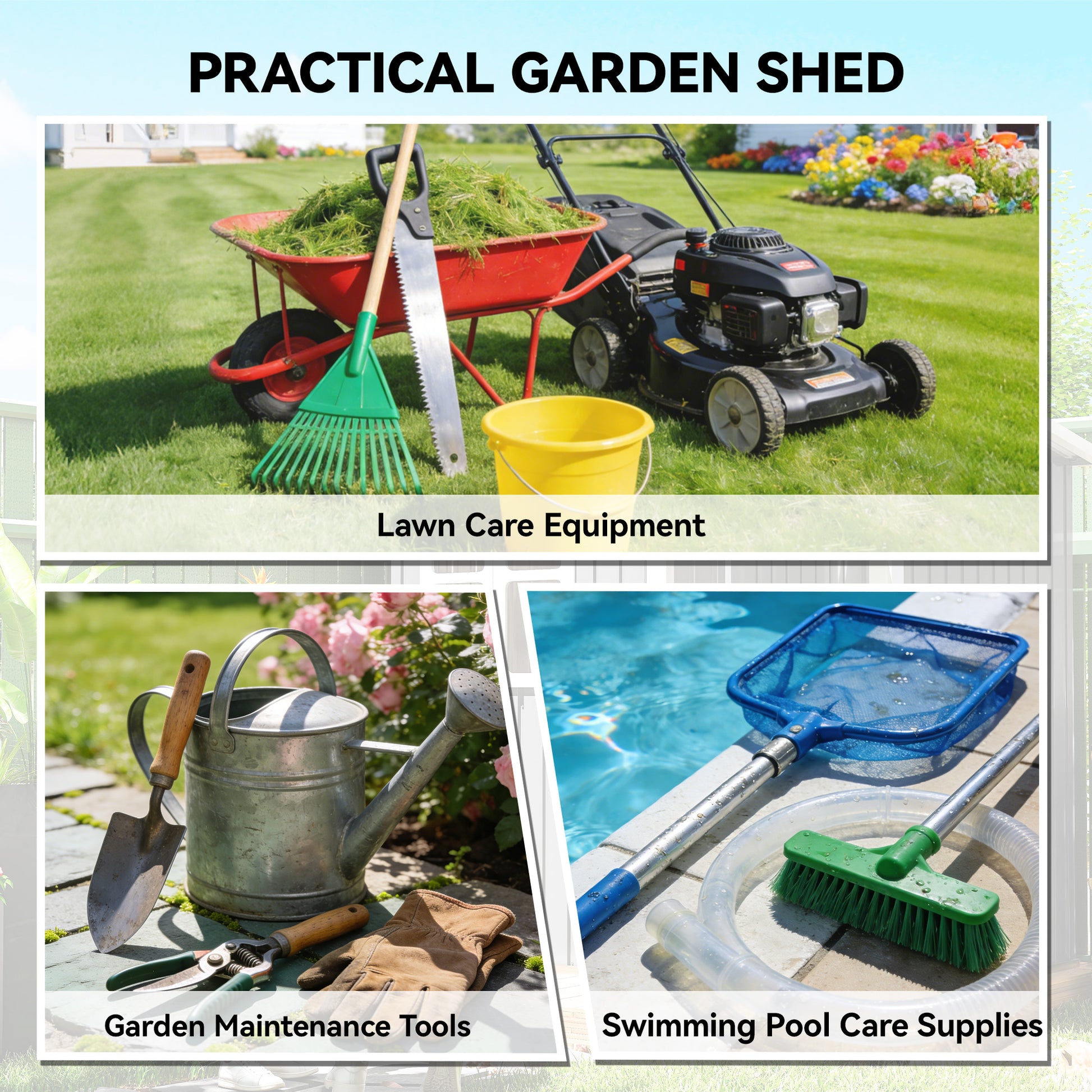 4'x5' Lean-to Garden Storage Shed with Window - Dark Grey-Patio & Garden > Lawn & Garden > Sheds-DECOROLALA
