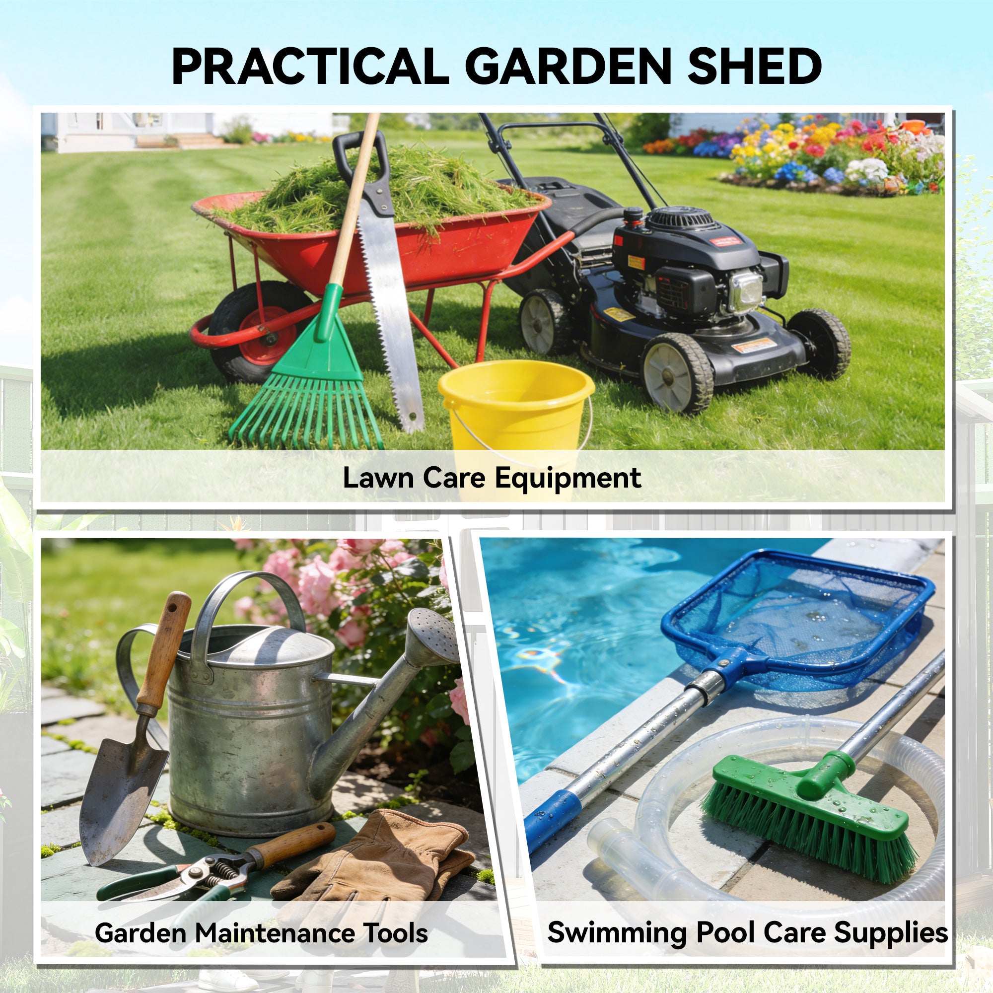 4'x5' Lean-to Garden Storage Shed with Window - Dark Grey-Patio & Garden > Lawn & Garden > Sheds-DECOROLALA