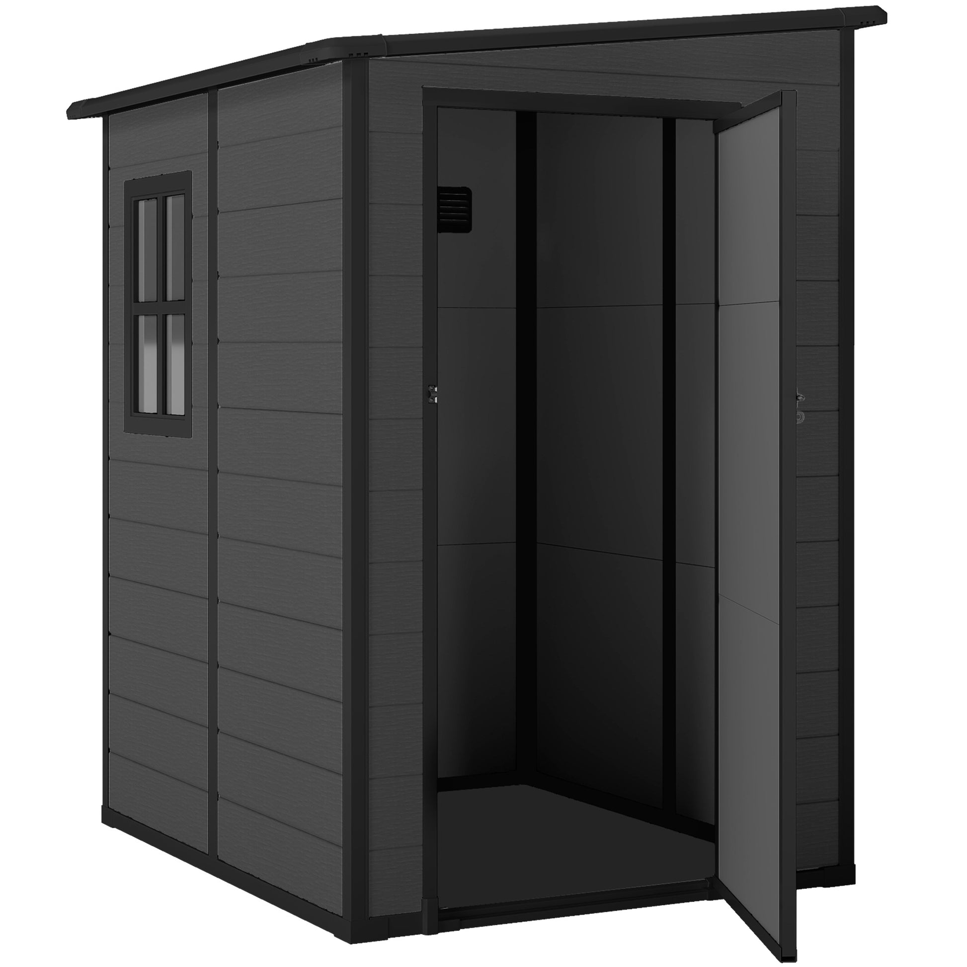 4'x5' Lean-to Garden Storage Shed with Window - Dark Grey-Patio & Garden > Lawn & Garden > Sheds-DECOROLALA