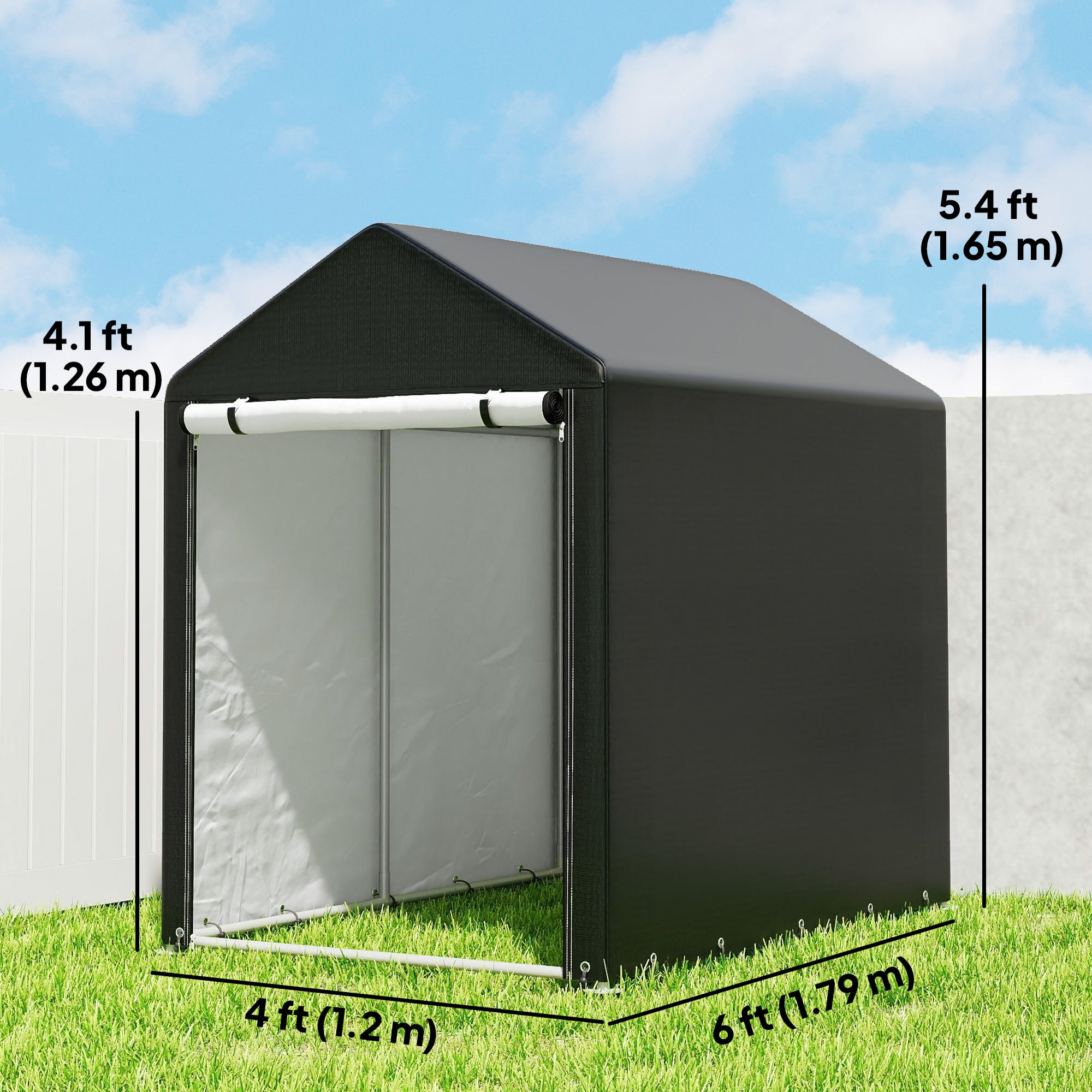 4x6ft Portable Outdoor Storage Shed Tent - Black-Patio & Garden > Lawn & Garden > Sheds > Portable Shed-DECOROLALA