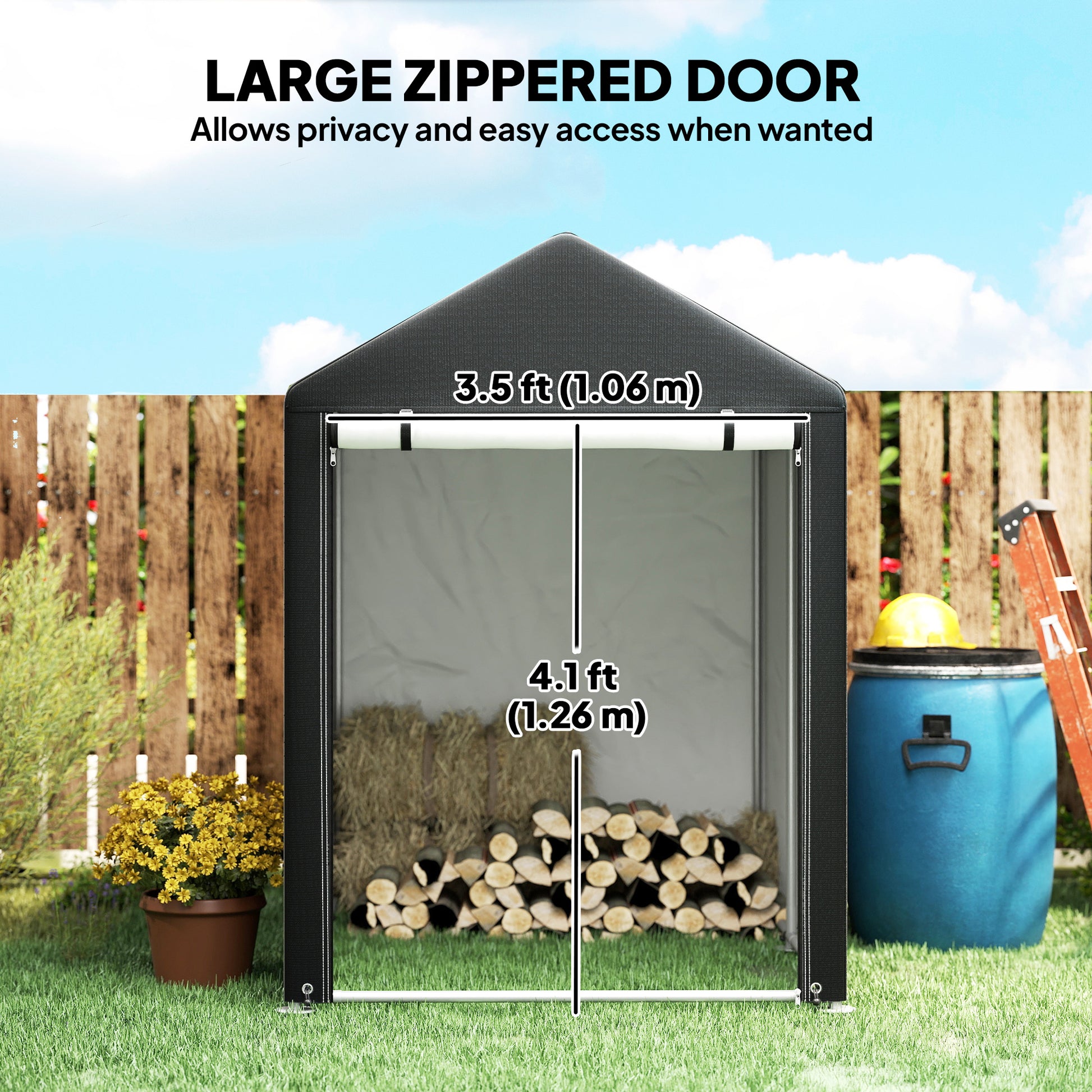 4x6ft Portable Outdoor Storage Shed Tent - Black-Patio & Garden > Lawn & Garden > Sheds > Portable Shed-DECOROLALA