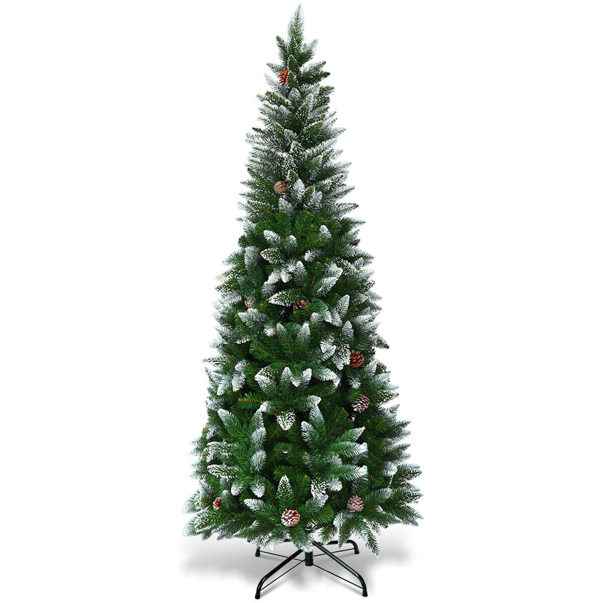 5 / 6 / 7.5 Feet Artificial Pencil Christmas Tree with Pine Cones-Christmas Trees-DECOROLALA