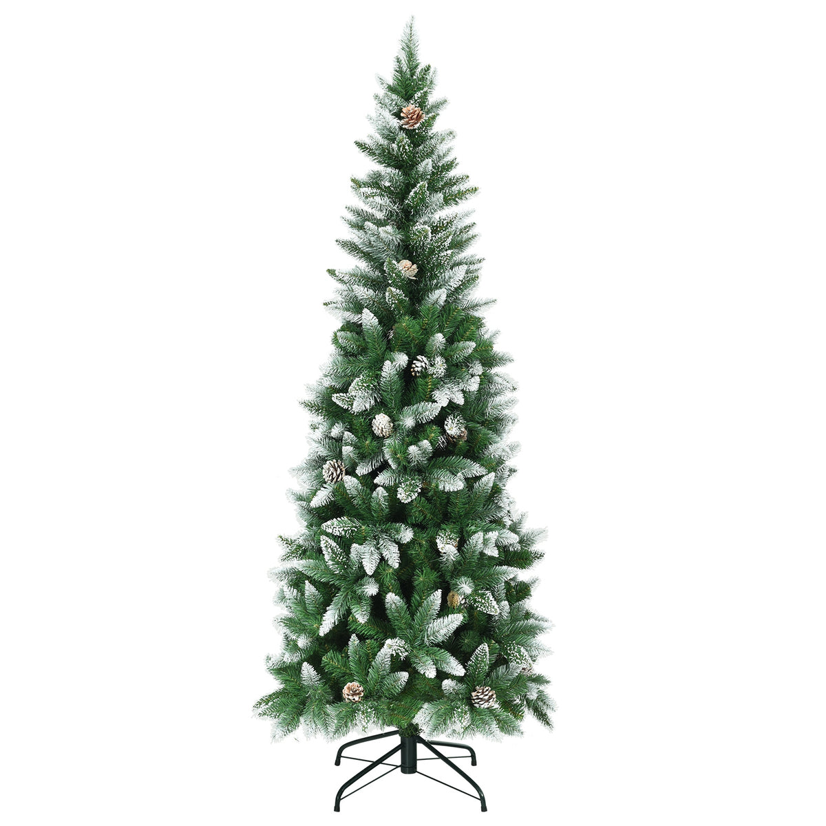 5 / 6 / 7.5 Feet Artificial Pencil Christmas Tree with Pine Cones-Christmas Trees-DECOROLALA