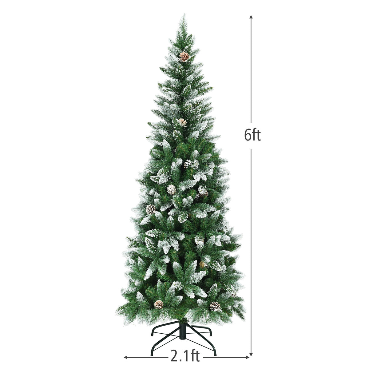5 / 6 / 7.5 Feet Artificial Pencil Christmas Tree with Pine Cones-Christmas Trees-DECOROLALA