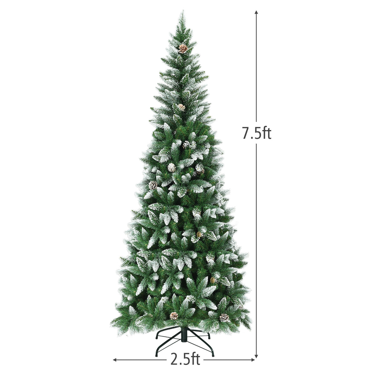 5 / 6 / 7.5 Feet Artificial Pencil Christmas Tree with Pine Cones-Christmas Trees-DECOROLALA