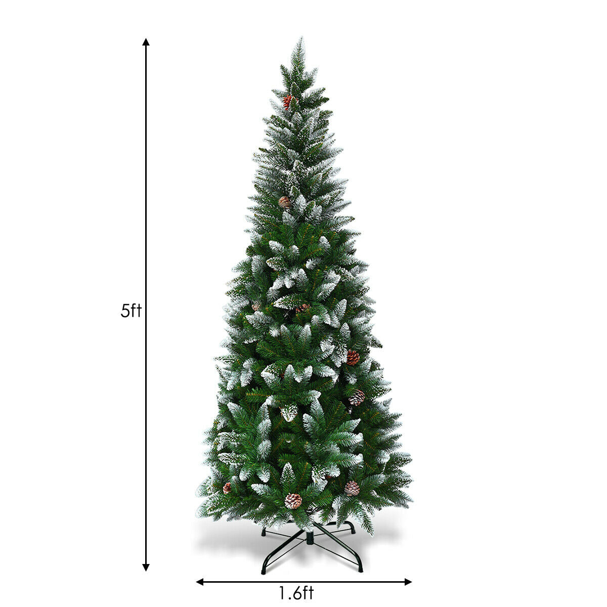 5 / 6 / 7.5 Feet Artificial Pencil Christmas Tree with Pine Cones-Christmas Trees-DECOROLALA