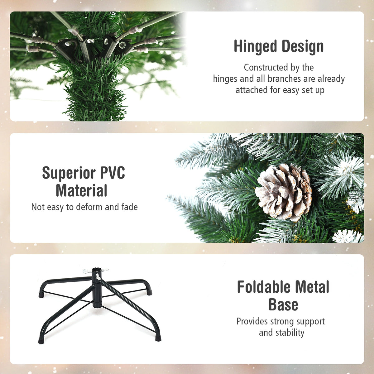 5 / 6 / 7.5 Feet Artificial Pencil Christmas Tree with Pine Cones-Christmas Trees-DECOROLALA