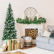 5 / 6 / 7.5 Feet Artificial Pencil Christmas Tree with Pine Cones-Christmas Trees-DECOROLALA