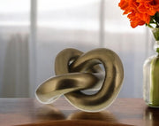 5" Brass Gold Metal Knot Sculpture-Sculptures-DECOROLALA