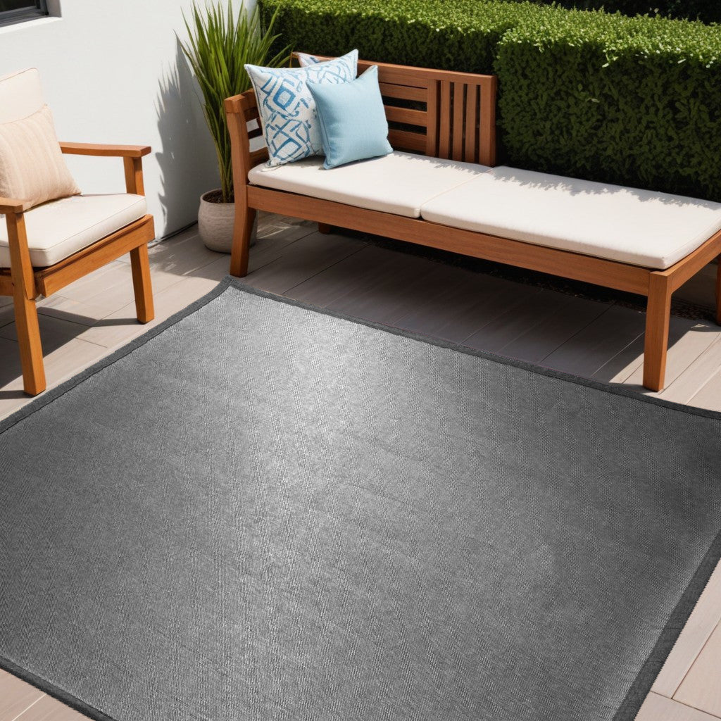 5' Charcoal Square Indoor Outdoor Area Rug-Outdoor Rugs-DECOROLALA