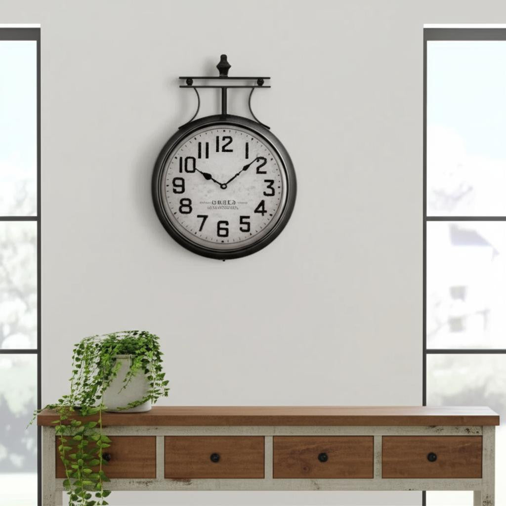 5" Circle Black Glass Analog Wall Clock-Wall Clocks-DECOROLALA