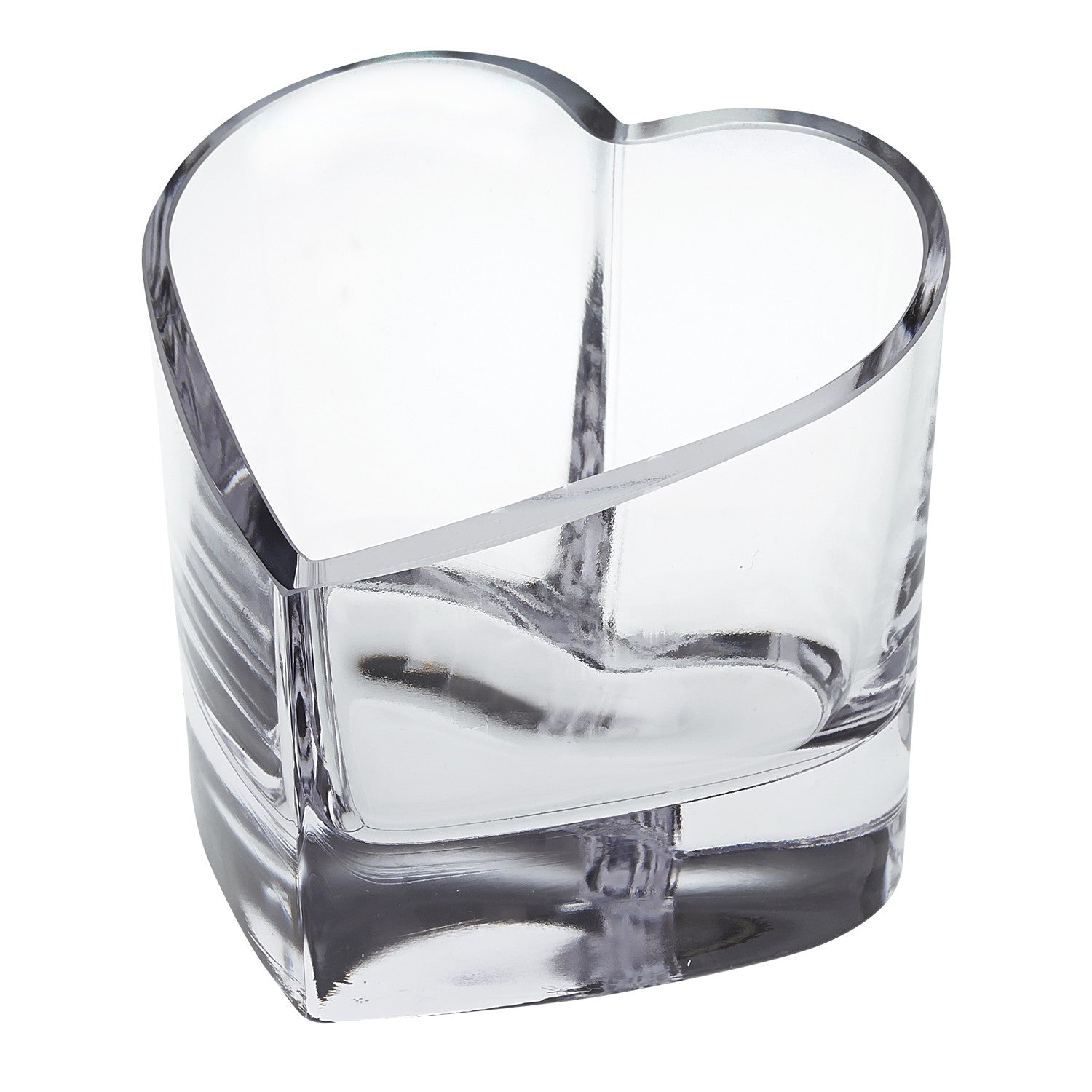 5" Clear Mouth Blown European Crystal Heart Bowl-Serving Bowls-DECOROLALA