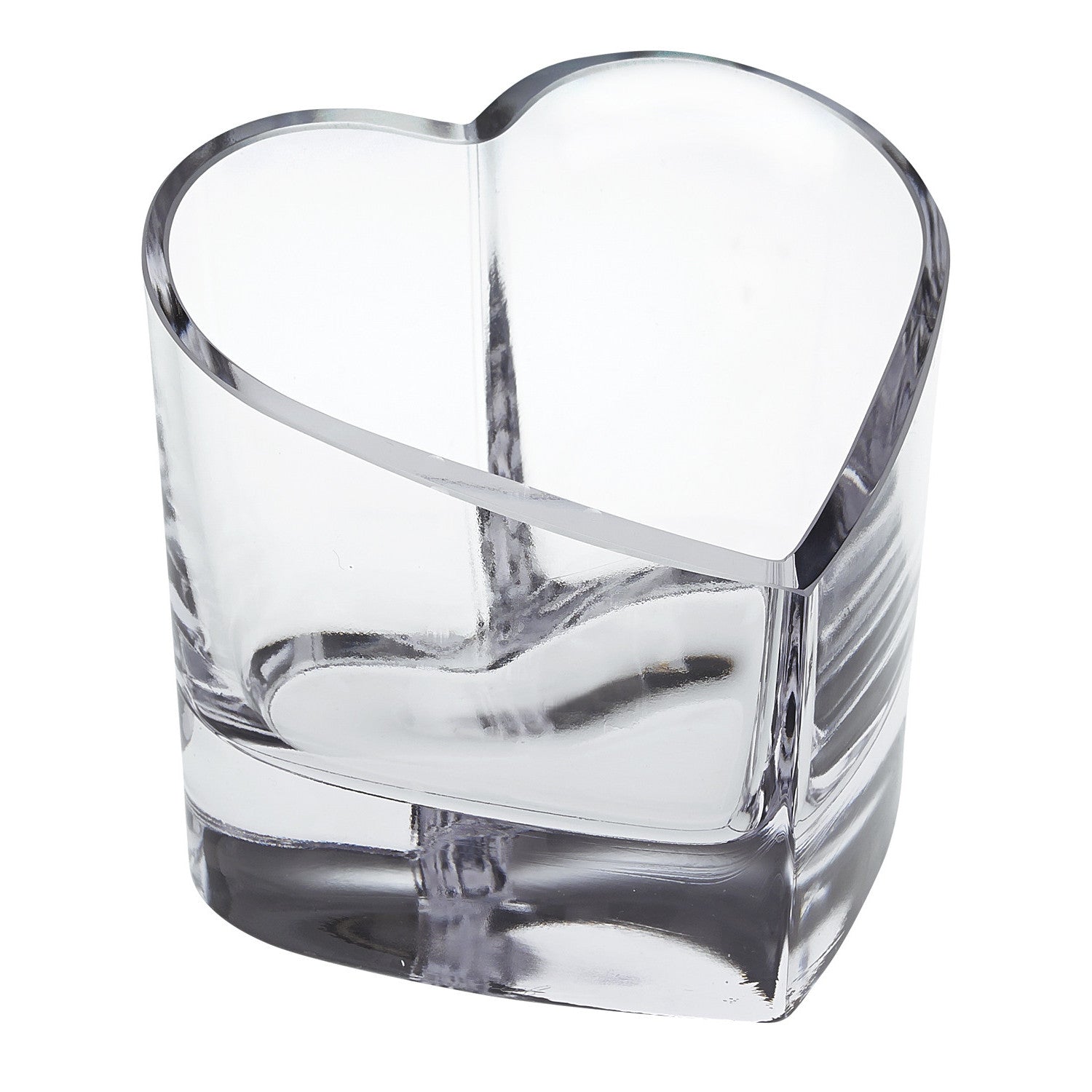 5" Clear Mouth Blown European Crystal Heart Bowl-Serving Bowls-DECOROLALA