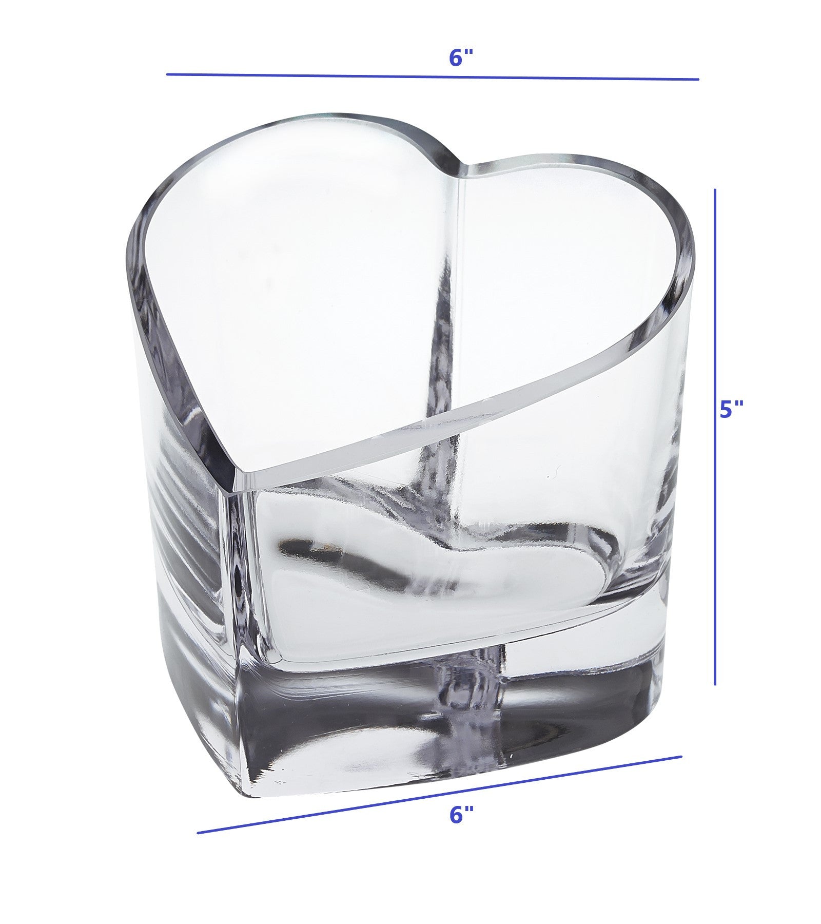 5" Clear Mouth Blown European Crystal Heart Bowl-Serving Bowls-DECOROLALA