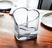 5" Clear Mouth Blown European Crystal Heart Bowl-Serving Bowls-DECOROLALA