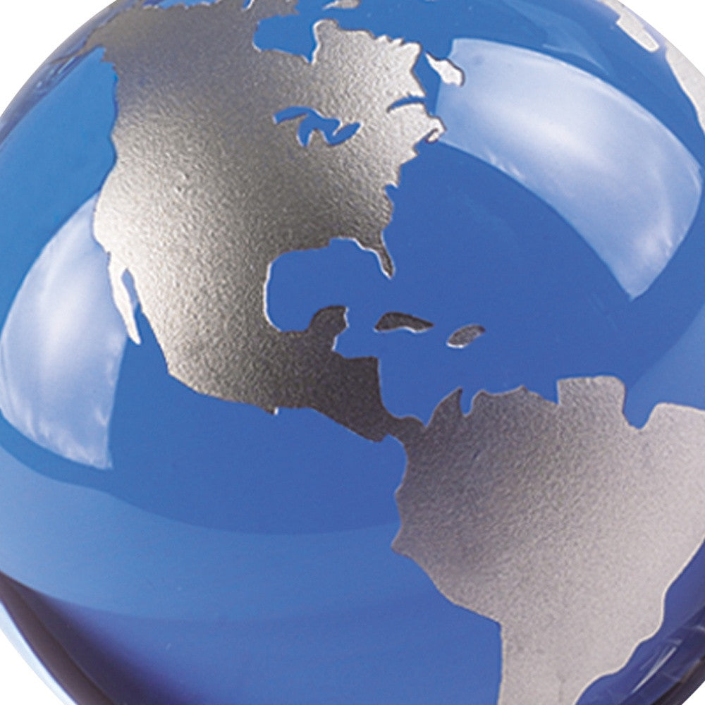 5" Clear and Blue Crystal Modern Abstract Tabletop Sculpture-Sculptures-DECOROLALA