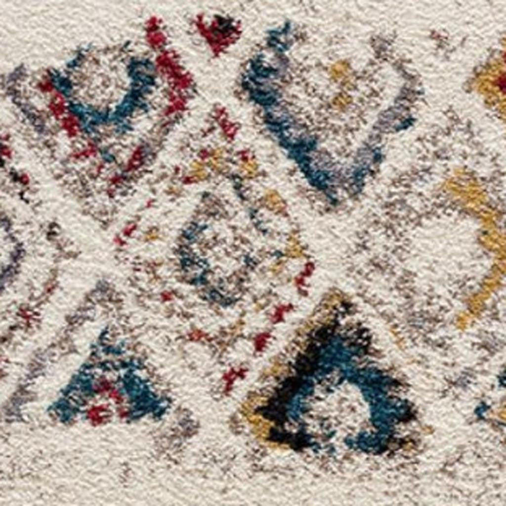 5' Cream Round Southwestern Power Loom Area Rug-Area Rugs-DECOROLALA